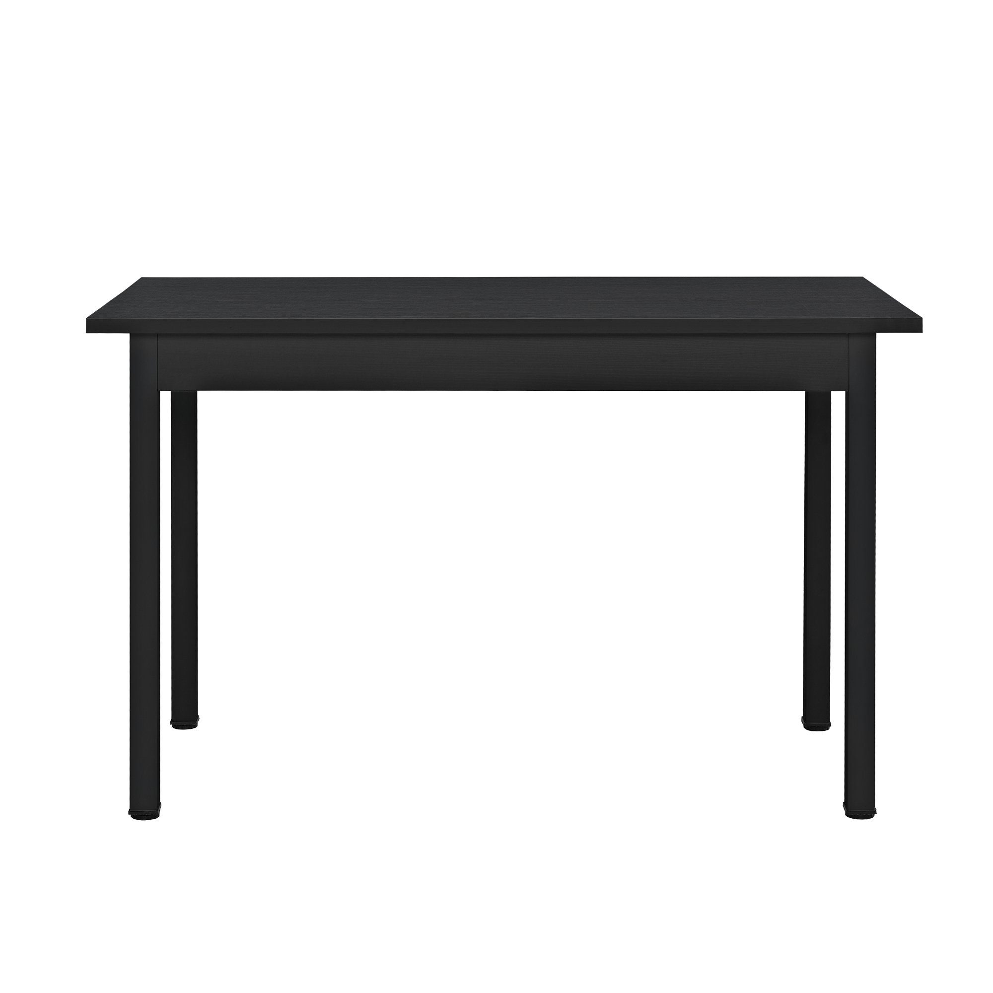 en.casa Essgruppe, (Set, 5-tlg), Jørpeland Esstisch 120x60 cm 4x Esszimmerstuhl Kunstleder Dunkelgrau