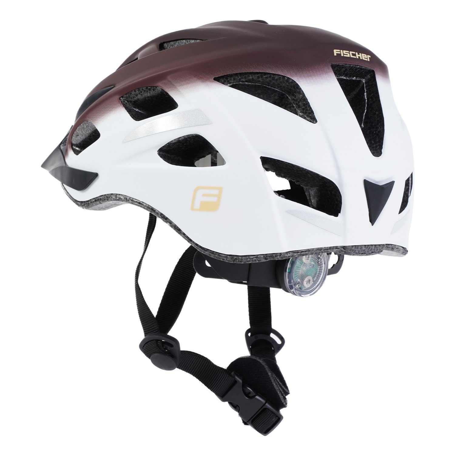 FISCHER Fahrrad Fahrradhelm Fahrradhelm Urban Retro S / M einstellbar, Fahrrad Helm, Kopfumfang 52cm - 59cm mit beleuchtetem Innenring-System