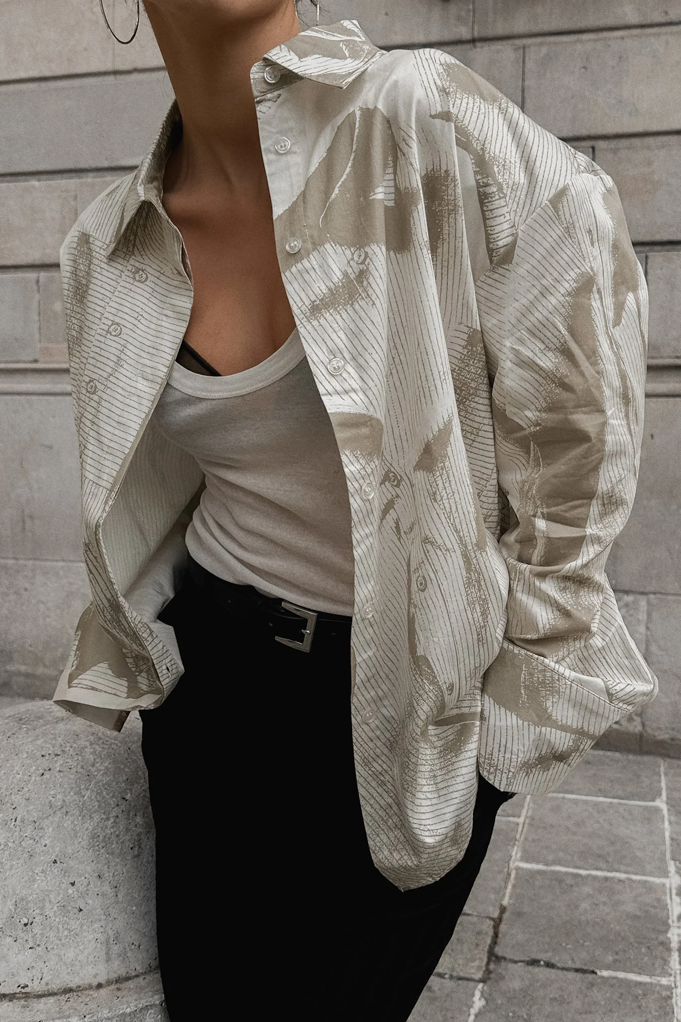 Oversize-Hemd mit aufgedrucktem Detail