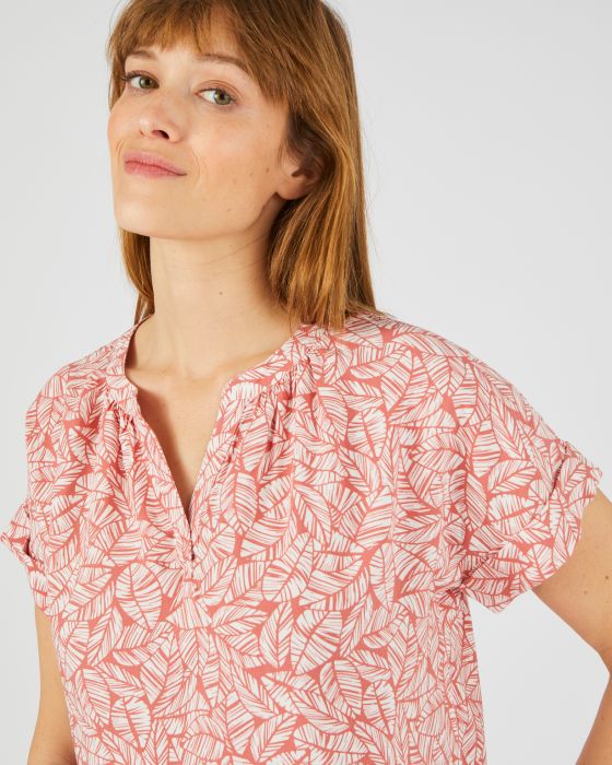 Blouse imprimée col tunisien