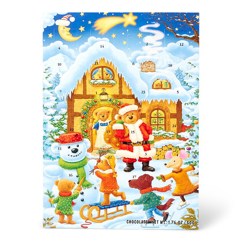 Adventskalender 50 g, med sjokolade