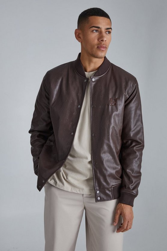 Geprägte PU-Jacke mit Aufnäher