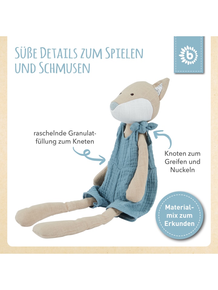 Bieco Spielwaren Kuscheltier aus Leinen & Musselin Fuchs - ab Geburt in Blau günstig kaufen onesize