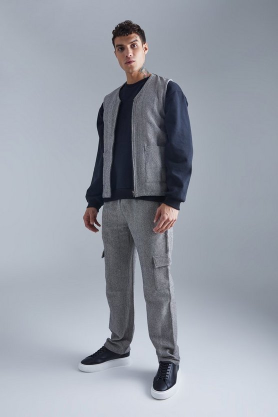 Utility-Tanktop & Cargohose mit Fischgräten-Print