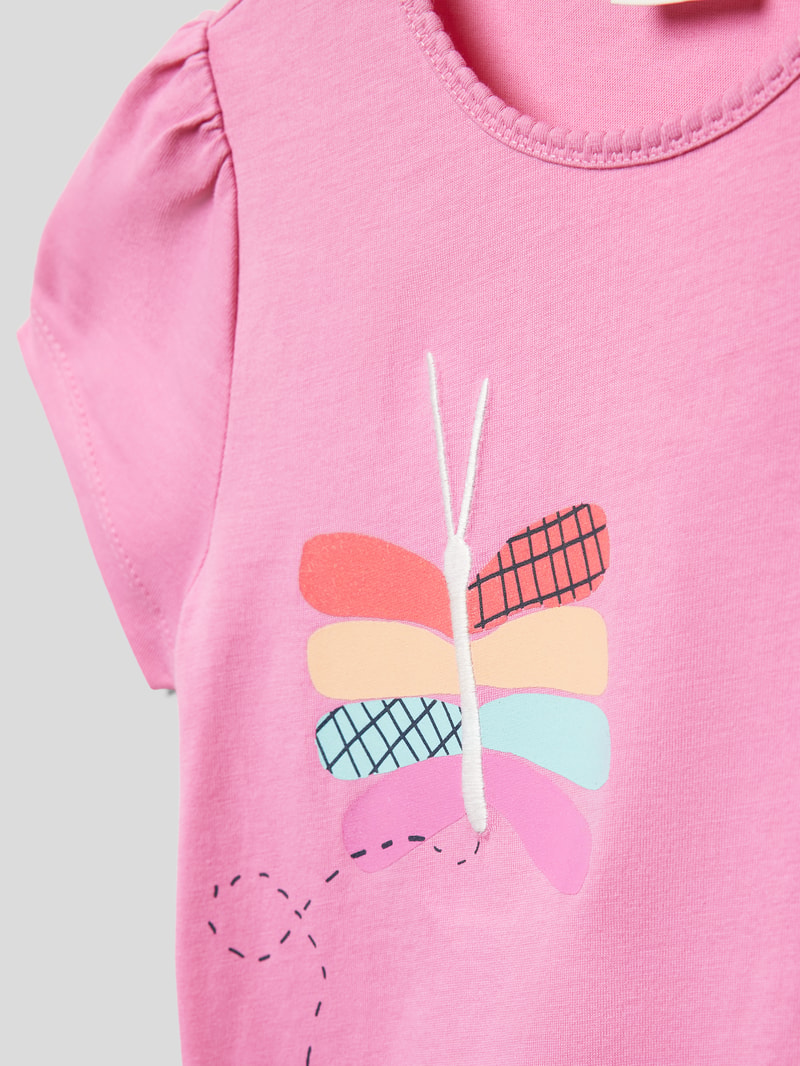 T-Shirt aus Baumwolle mit Motiv-Print in pink