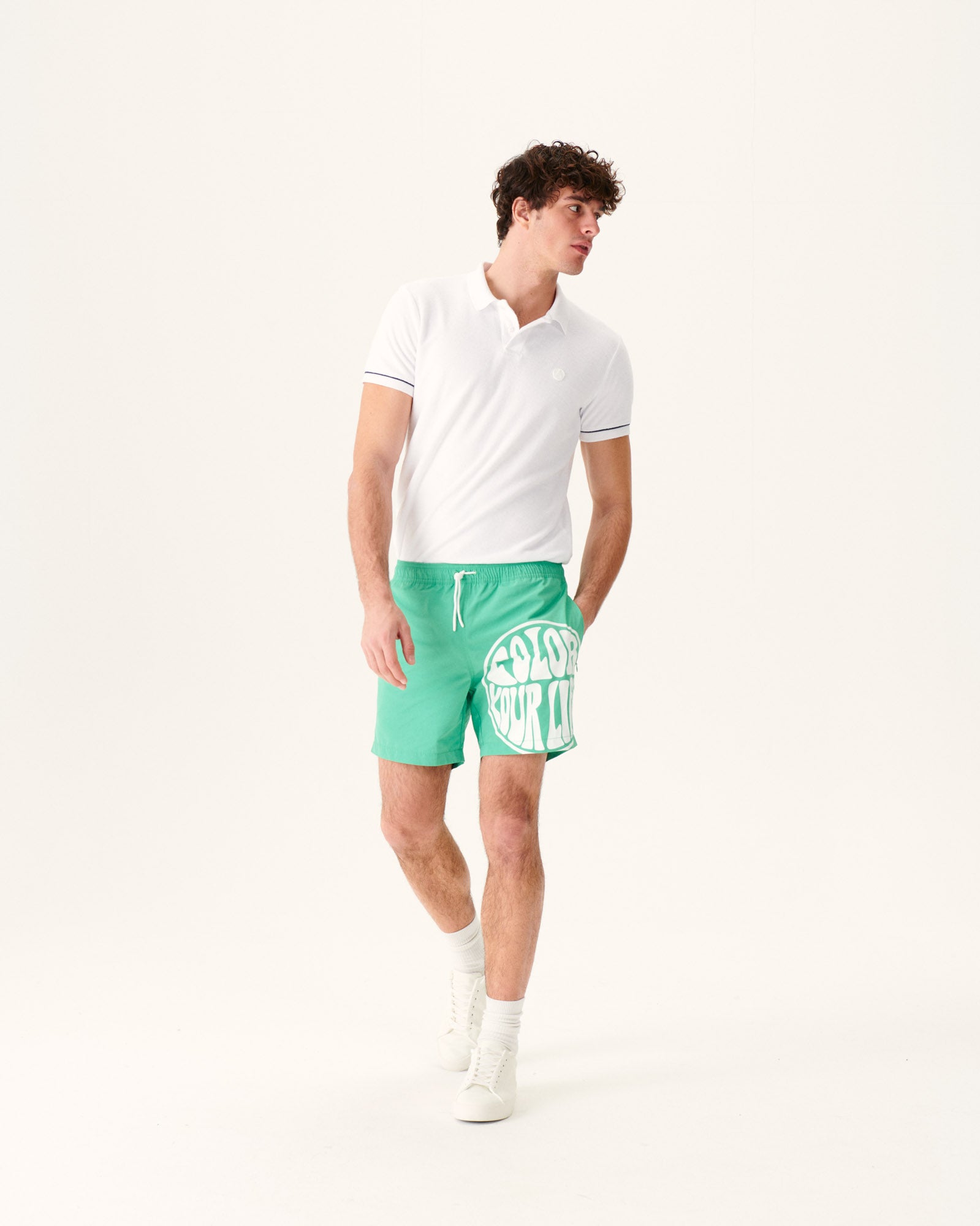 Short de bain Vert/Funday blanc Biarritz