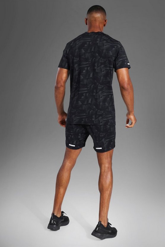 Man Active T-Shirt mit abstraktem Print