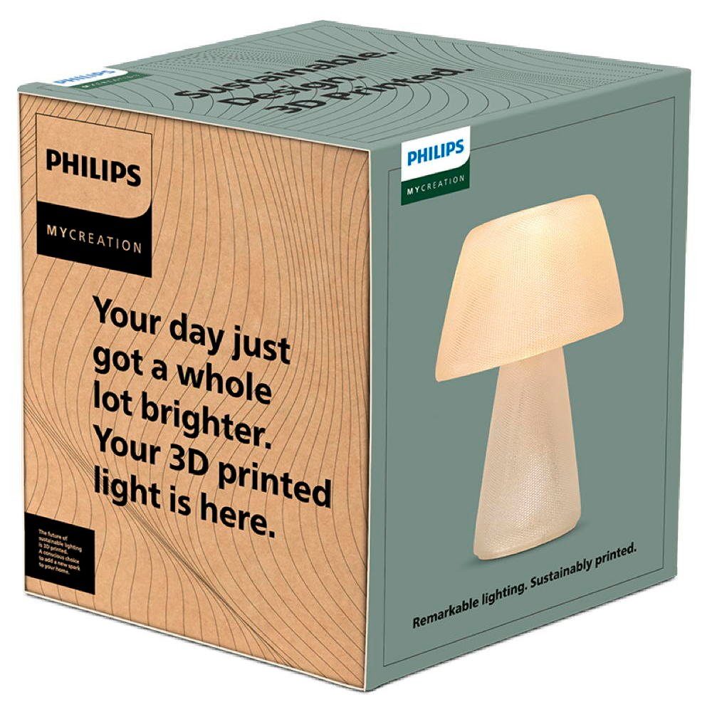Philips Tischleuchte 3D-Druck Tischleuchte Mycreation Voila One in Weiß und Transparent E27, keine Angabe, Leuchtmittel enthalten: Nein, warmweiss, Tischleuchte, Nachttischlampe, Tischlampe