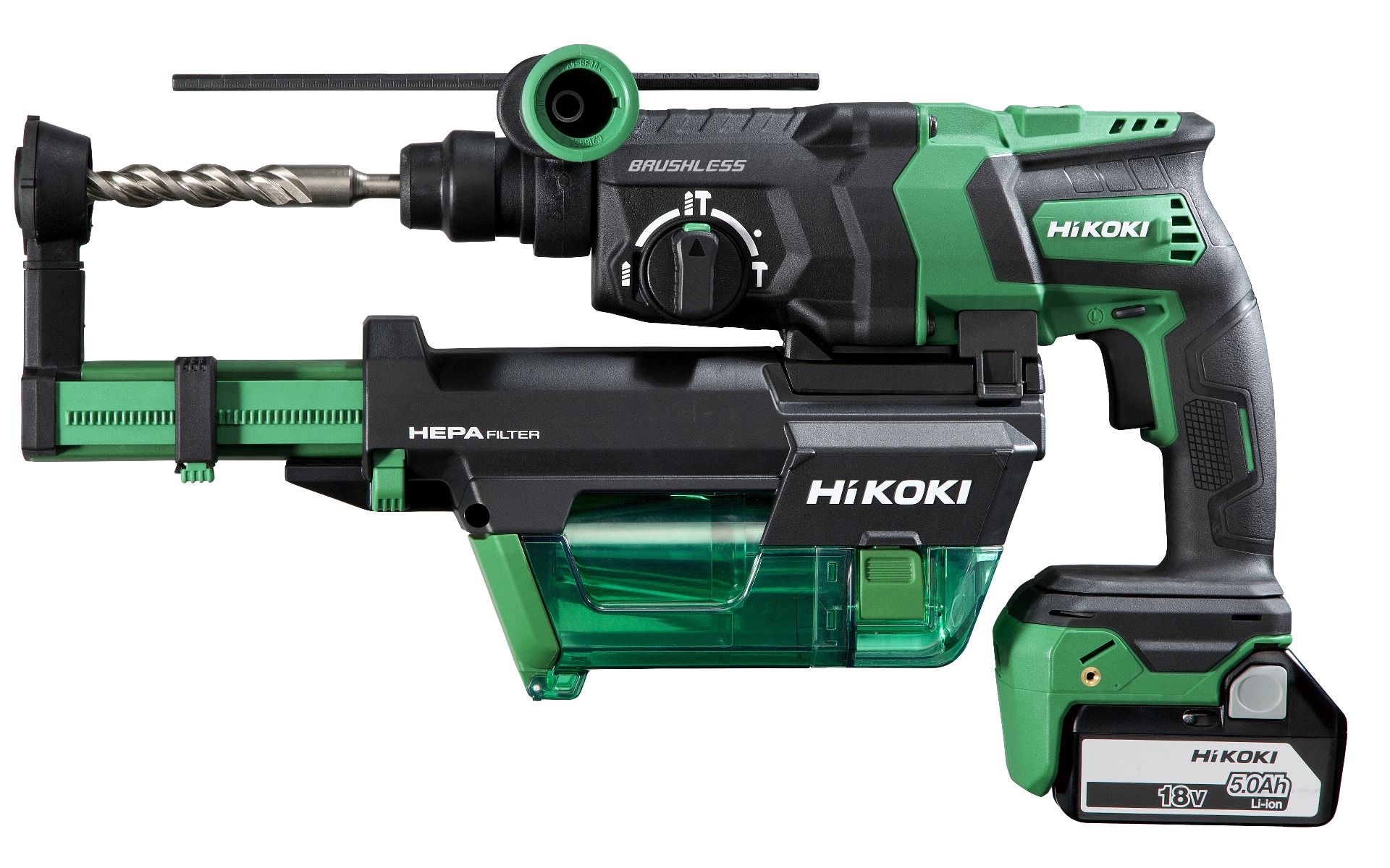 HiKOKI DH18DPCWUZ Batterikombihamer 18V 5.0Ah i Hikoki Systemkoffert IV + Støvsuger i HSC II-koffert