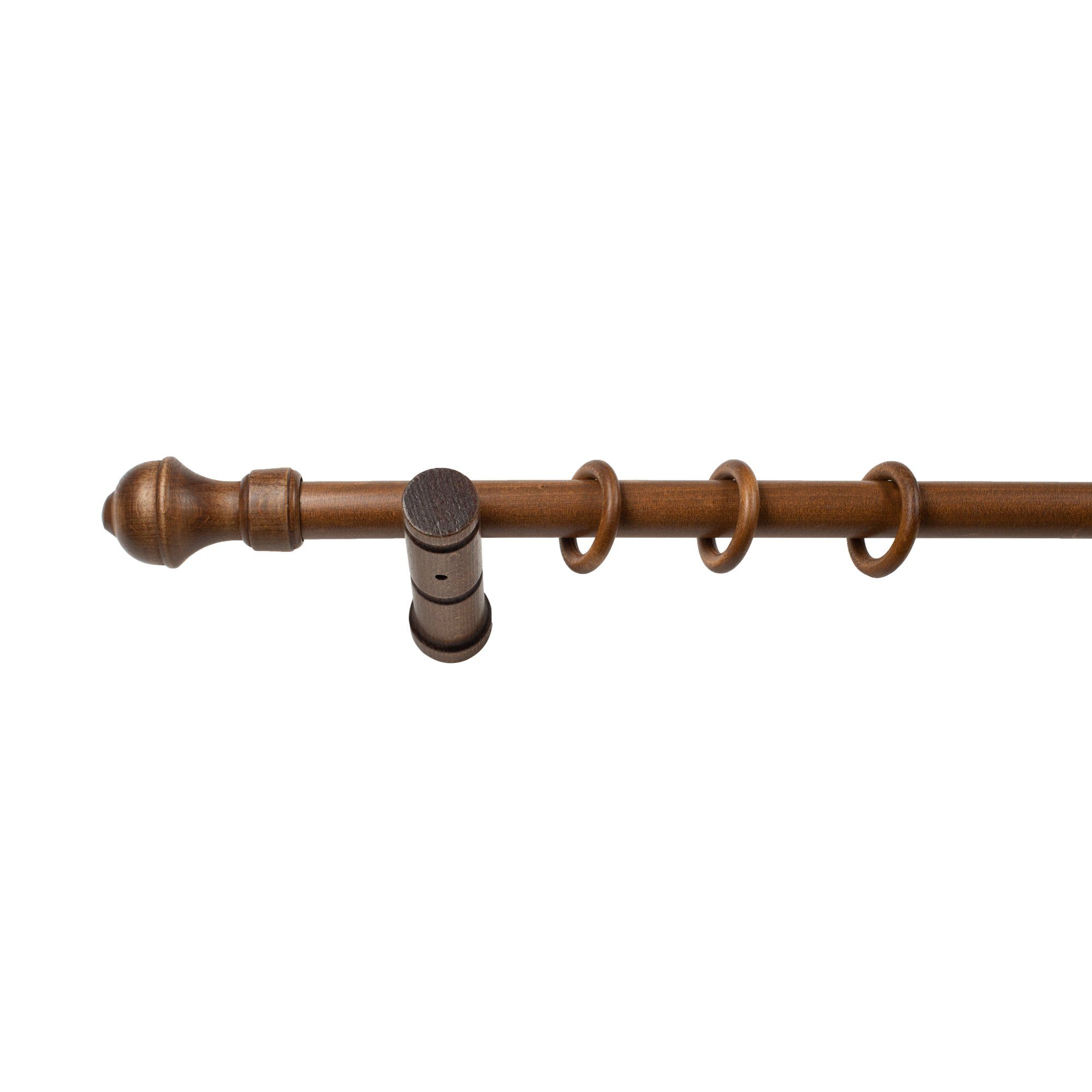 Gardinenstange Ares, SN DECO GROUP, Ø 28 mm, 1-läufig, Fixmaß, Verschraubt, Holz, Komplettset mit Ringen