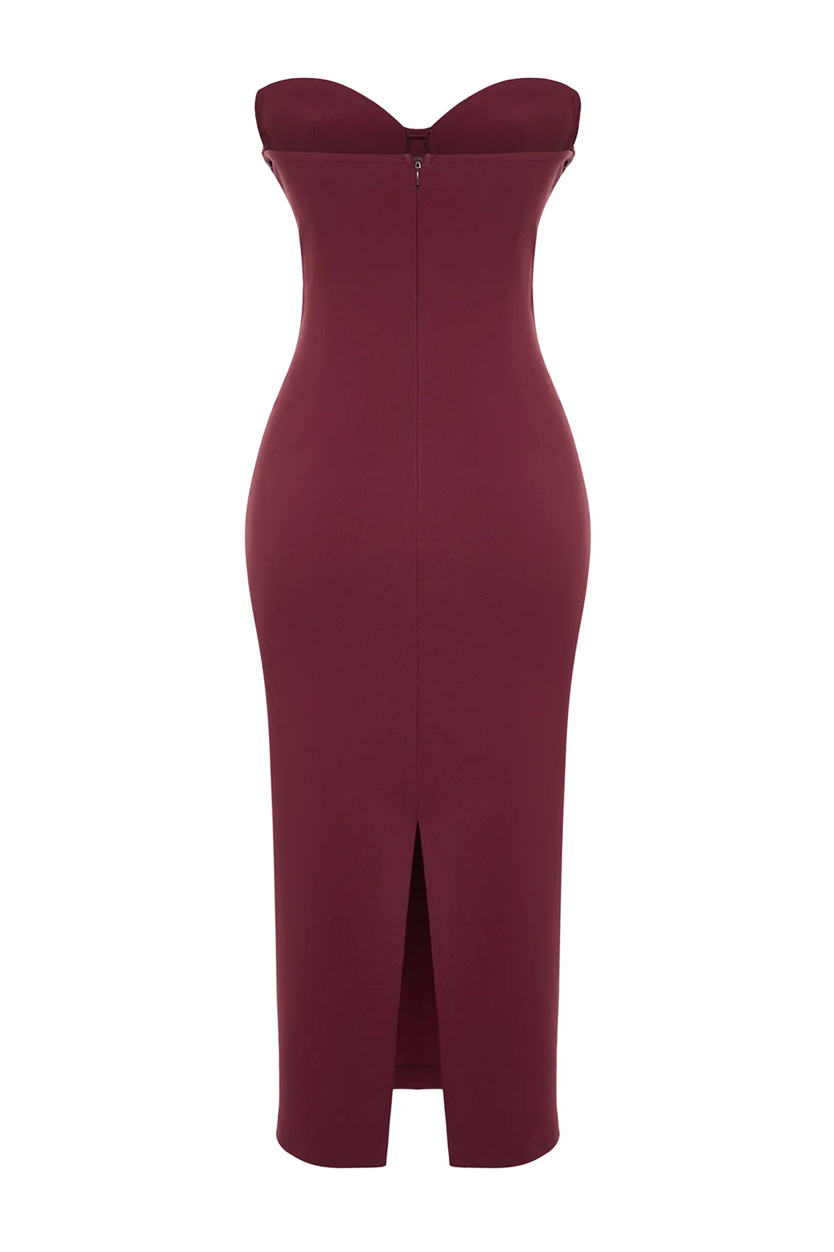 Trendyol Collection  Burgunderfarbenes, tailliertes, gewebtes Korsett mit detailliertem, elegantem Abendkleid TPRSS24EL00070