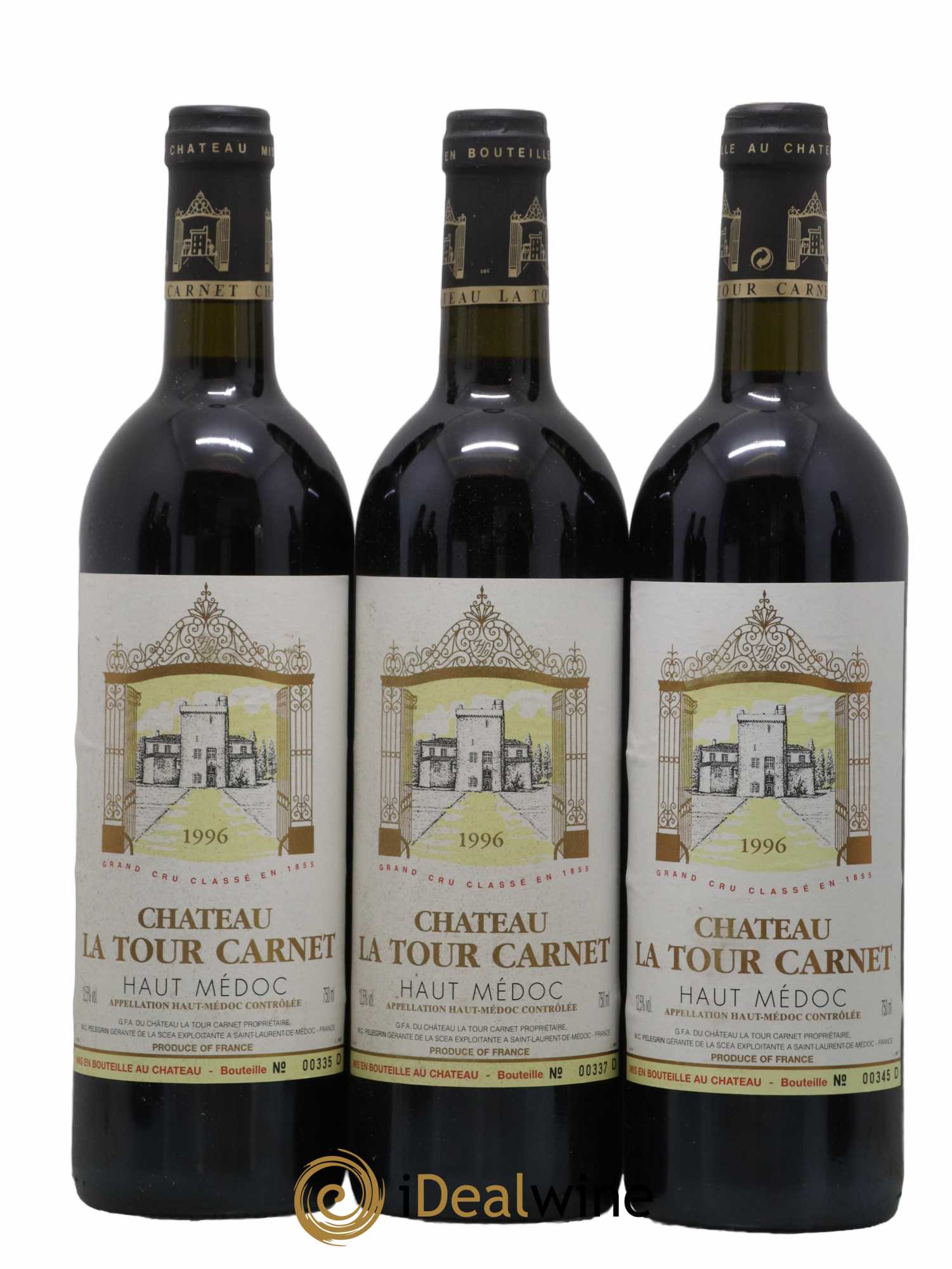 Château La Tour Carnet 4ème Grand Cru Classé  1996 - Lot de 12 Bouteilles
