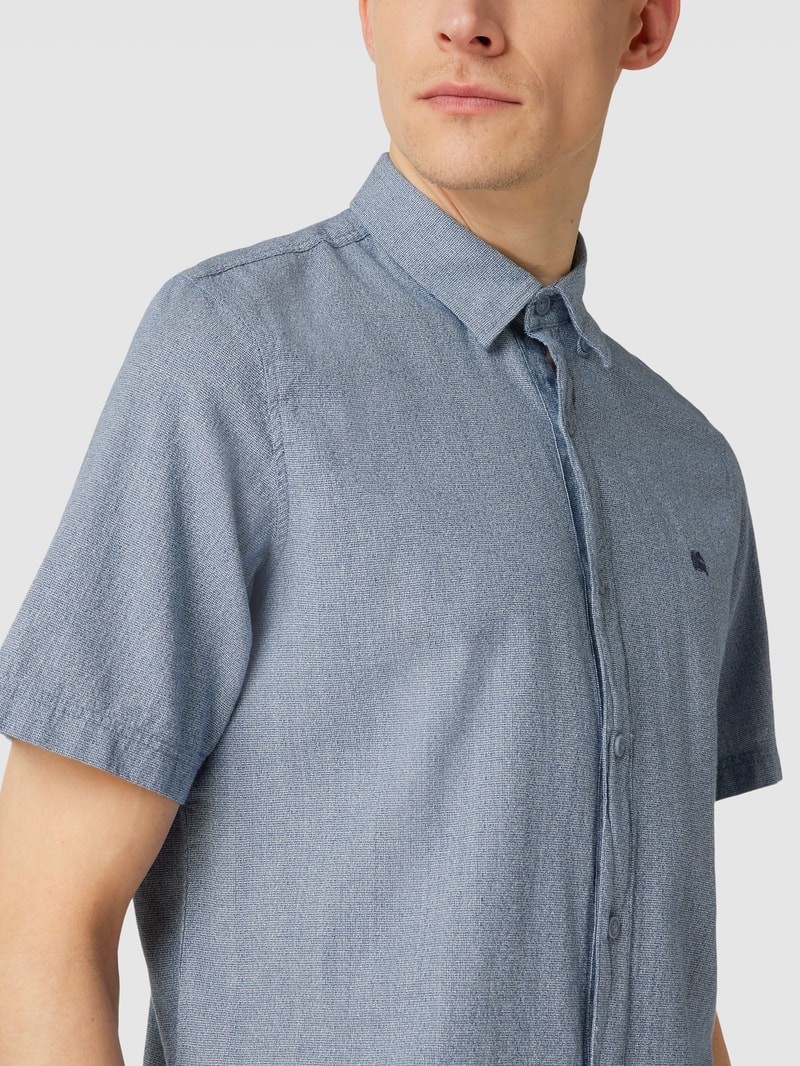 Freizeithemd mit Label-Stitching in rauchblau