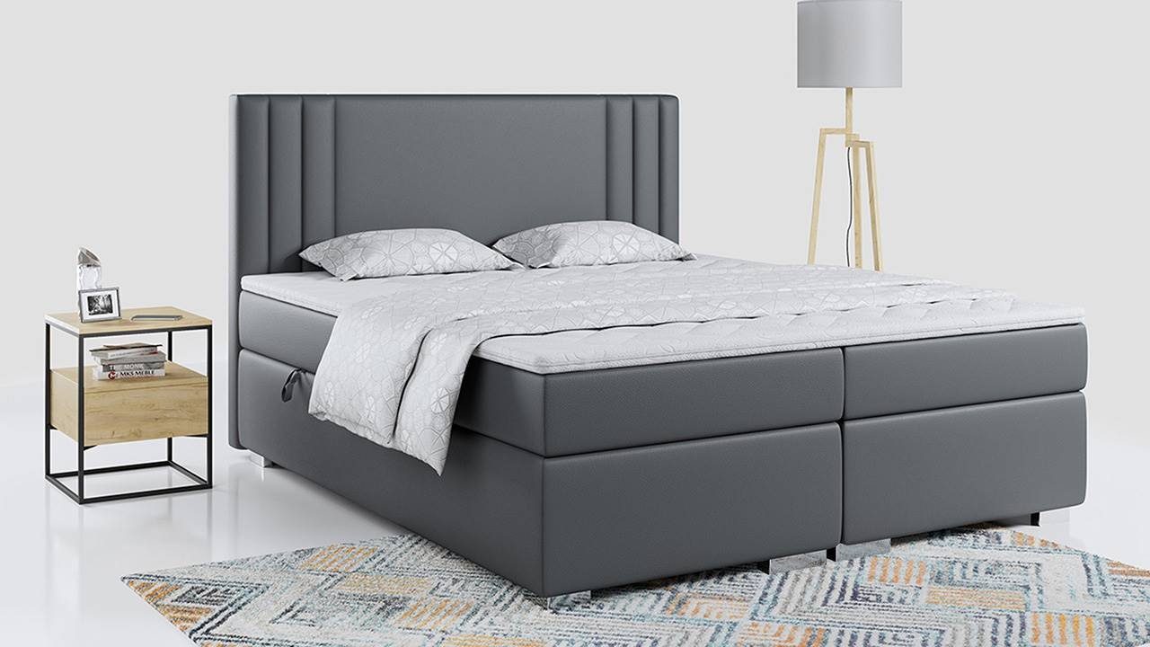 MKS MEBLE Boxspringbett NYJA, Doppelbett mit Multipocket-Matratze und Topper