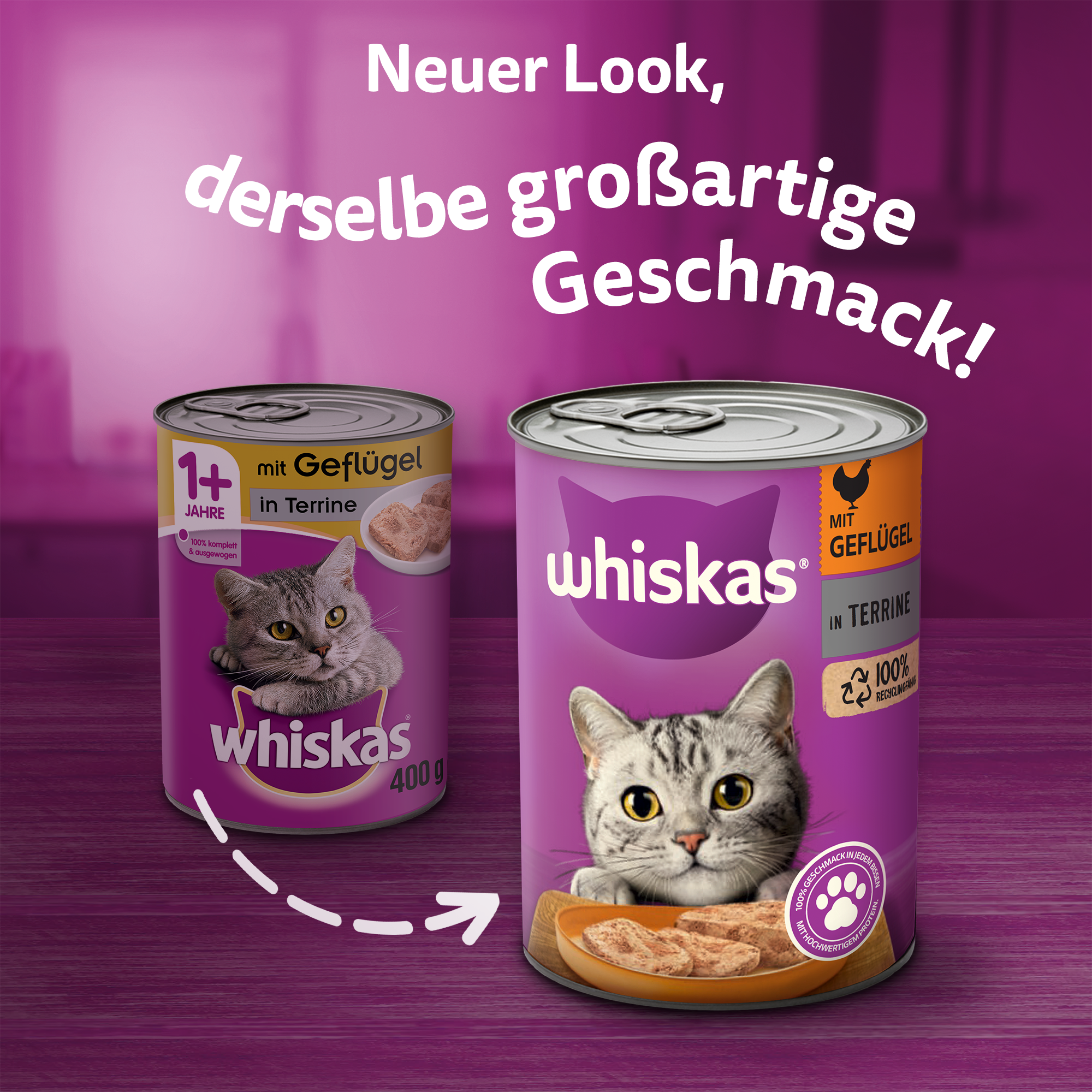 Whiskas Nassfutter Whiskas Adult 1+ Terrine 12x400g Geflügel