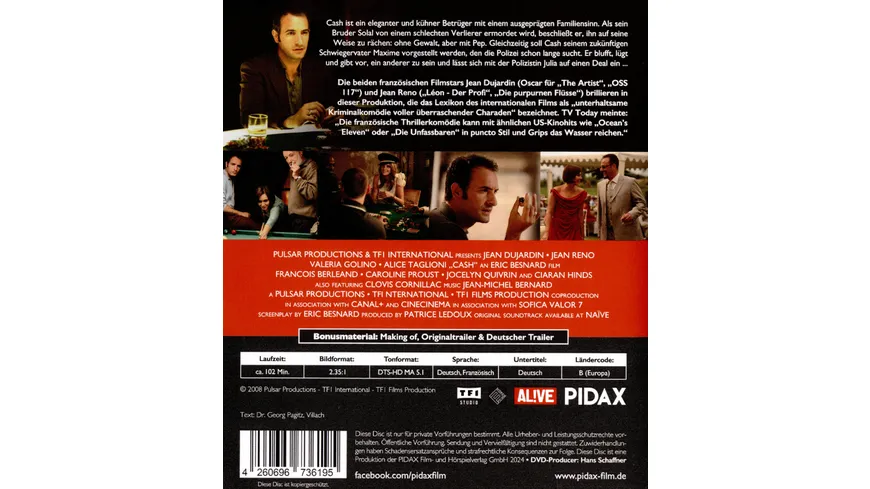 Cash - Abgerechnet wird zum Schluss / Brillante Gaunerkomödie mit Jean Dujardin und Jean Reno (Pidax Film-Klassiker)