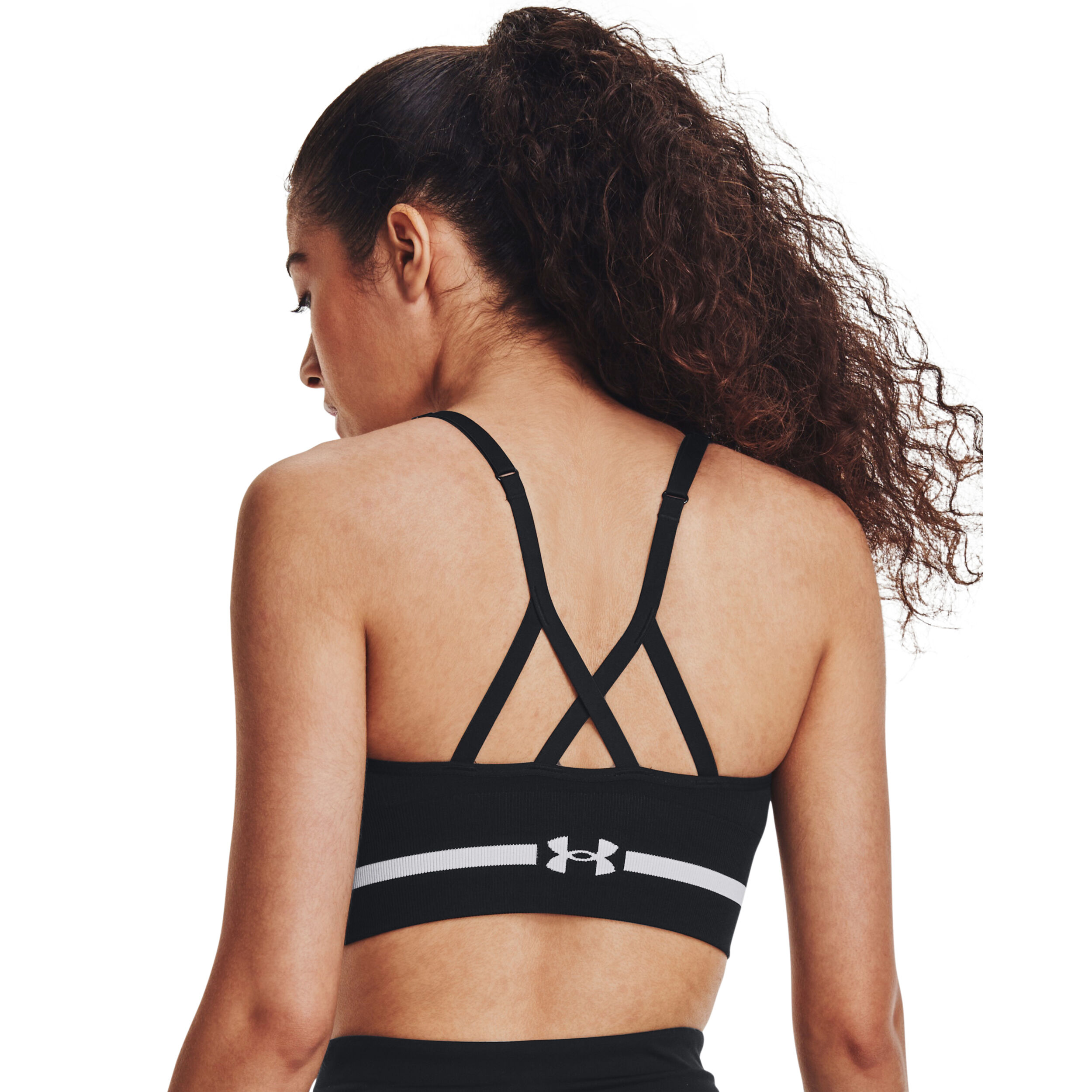 Seamless Low Long Sport-BH Damen - Schwarz, Hellgrau