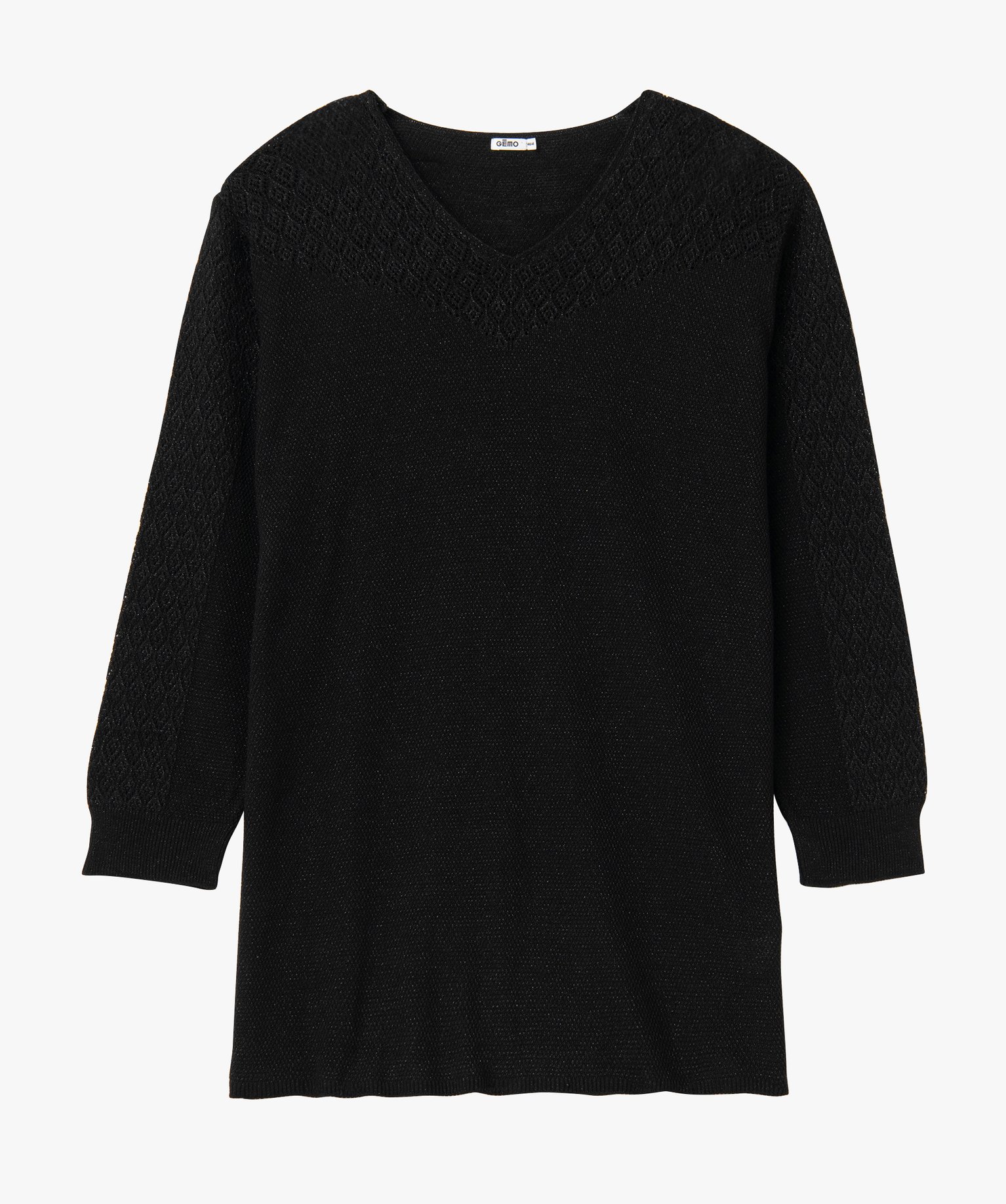 Robe pull femme grande taille fantaisie et pailletée noir | GEMO