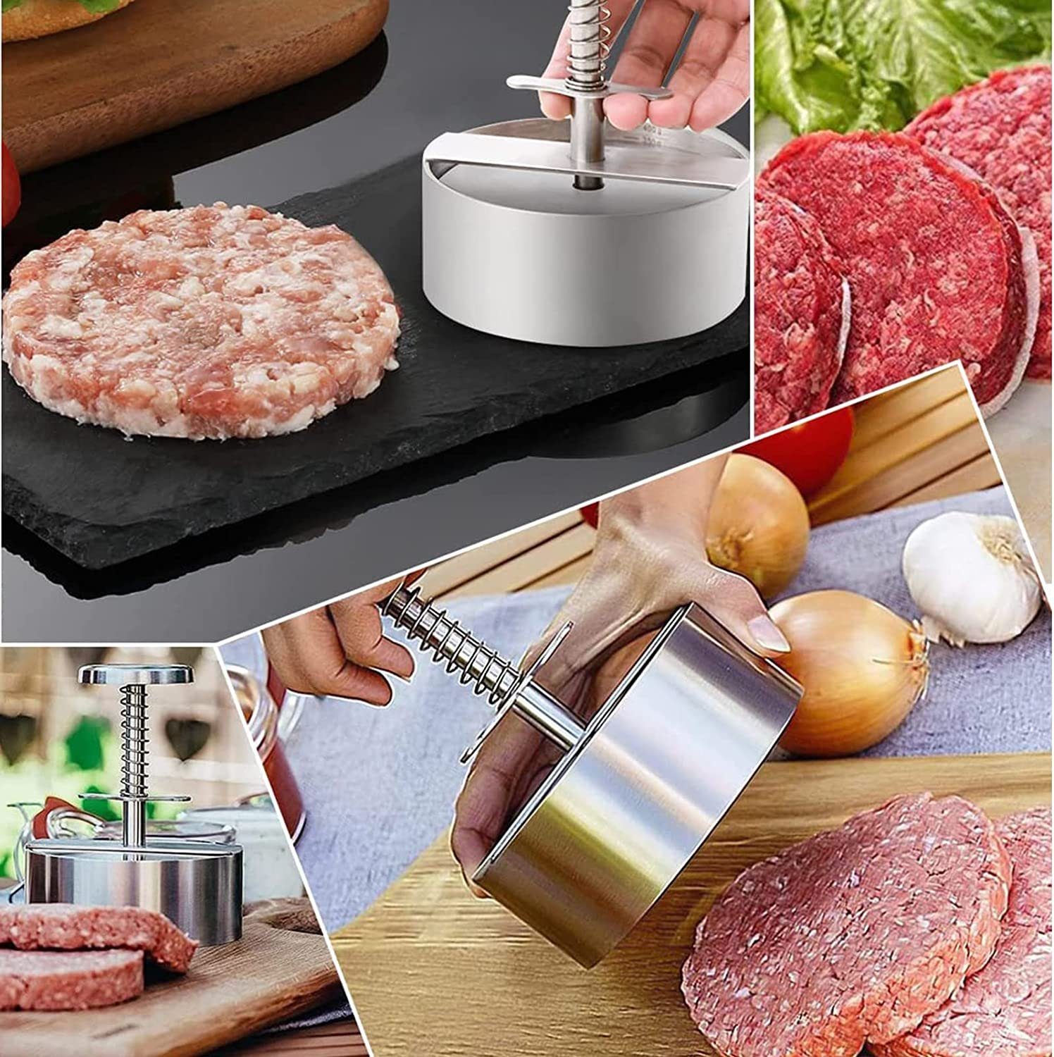 AKKEE Burgerpresse Burgerpresse, 304 Edelstahl Burgerpresse, 11cm Hamburger Patty Maker (1 St), Patty Fleischpresse Fleischform Küchenwerkzeug