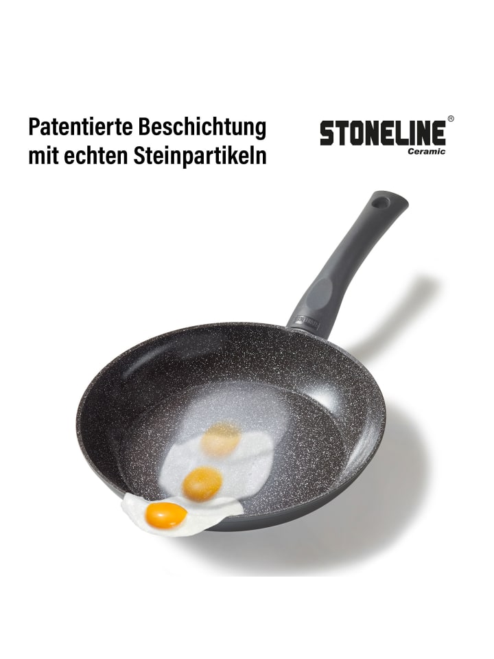 Stoneline Keramik Bratpfanne 24 cm | mit Deckel in Schwarz günstig kaufen Ø 24cm