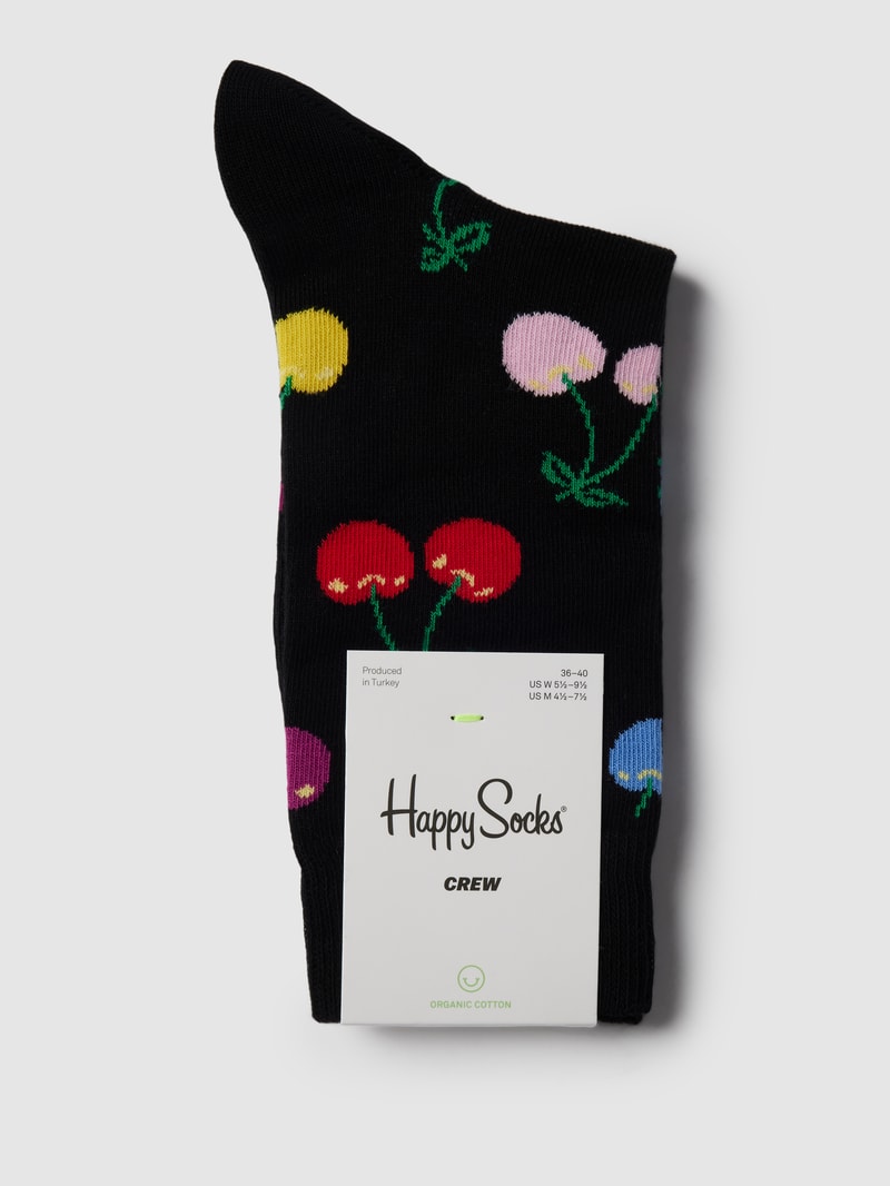 Socken mit Allover-Muster Modell 'CHERRY' in schwarz