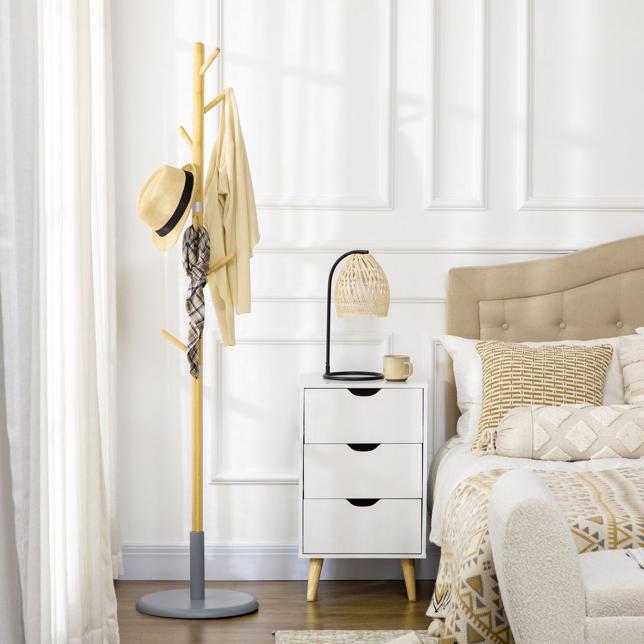 HOMCOM Garderobenständer Standgarderobe 175,6cm Kleiderständer mit 8 Haken