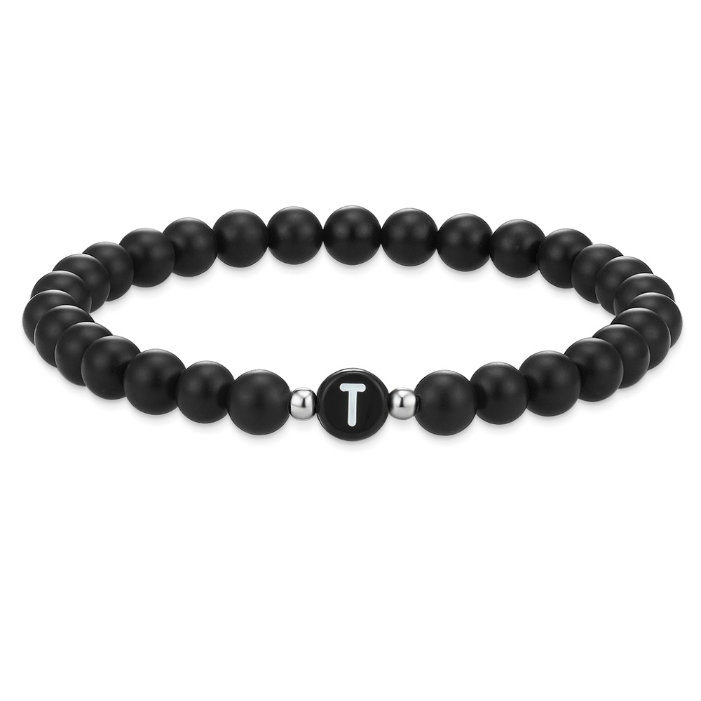 EASTSIDE Bracelet en pierres précieuses Lettres Agate en Noir Bracelet