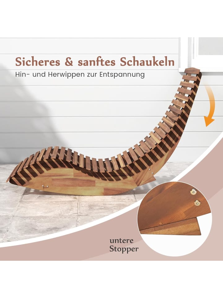 COSTWAY 2er Set Sonnenliege ergonomisch in Hellbraun günstig kaufen onesize