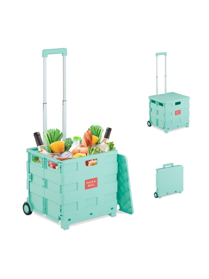 relaxdays Einkaufstrolley in Türkis günstig kaufen onesize