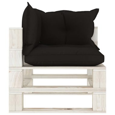 vidaXL Loungesofa Garten-Paletten-Ecksofa mit Kissen in Schwarz Holz, 1 Teile