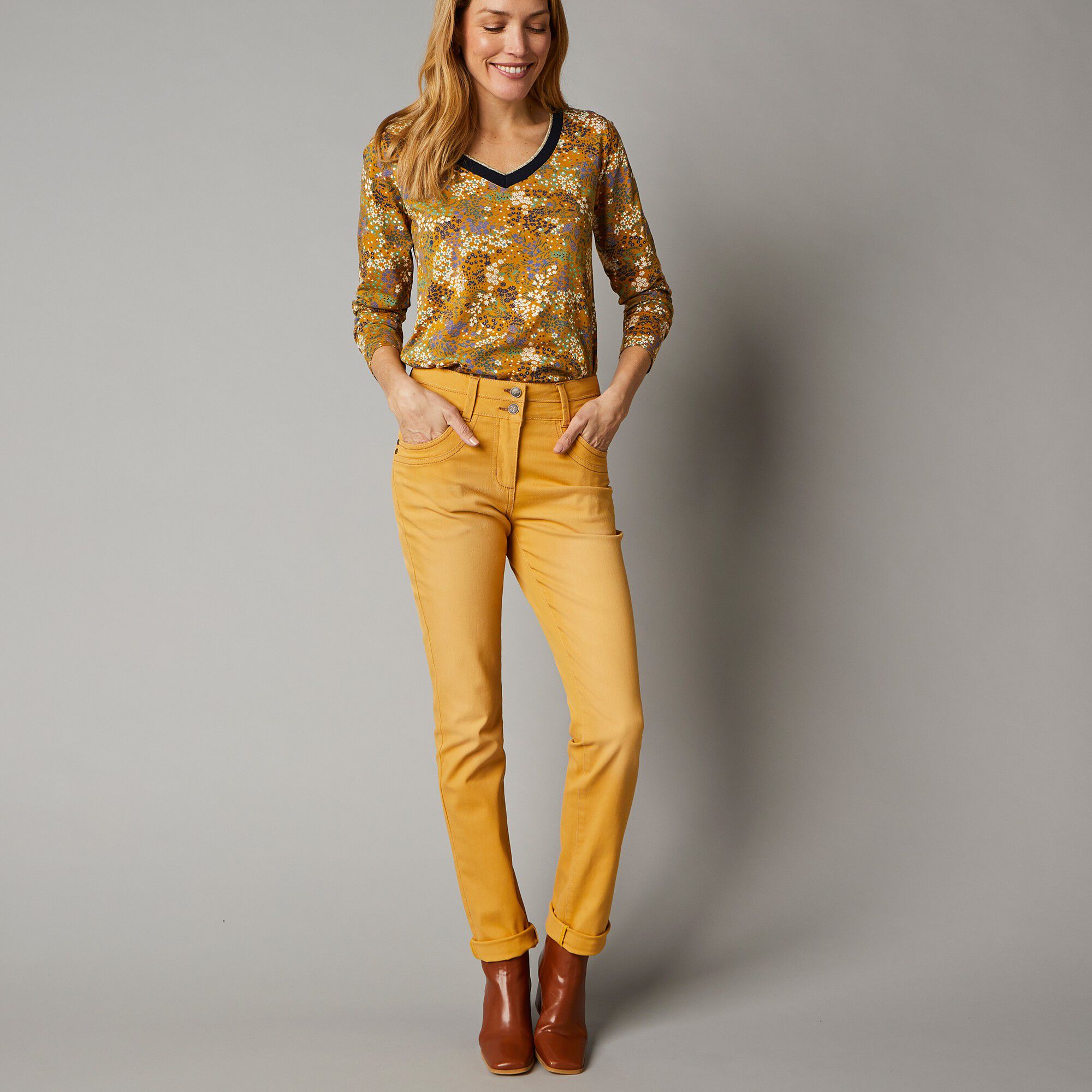 Jean coupe droite stretch couleur