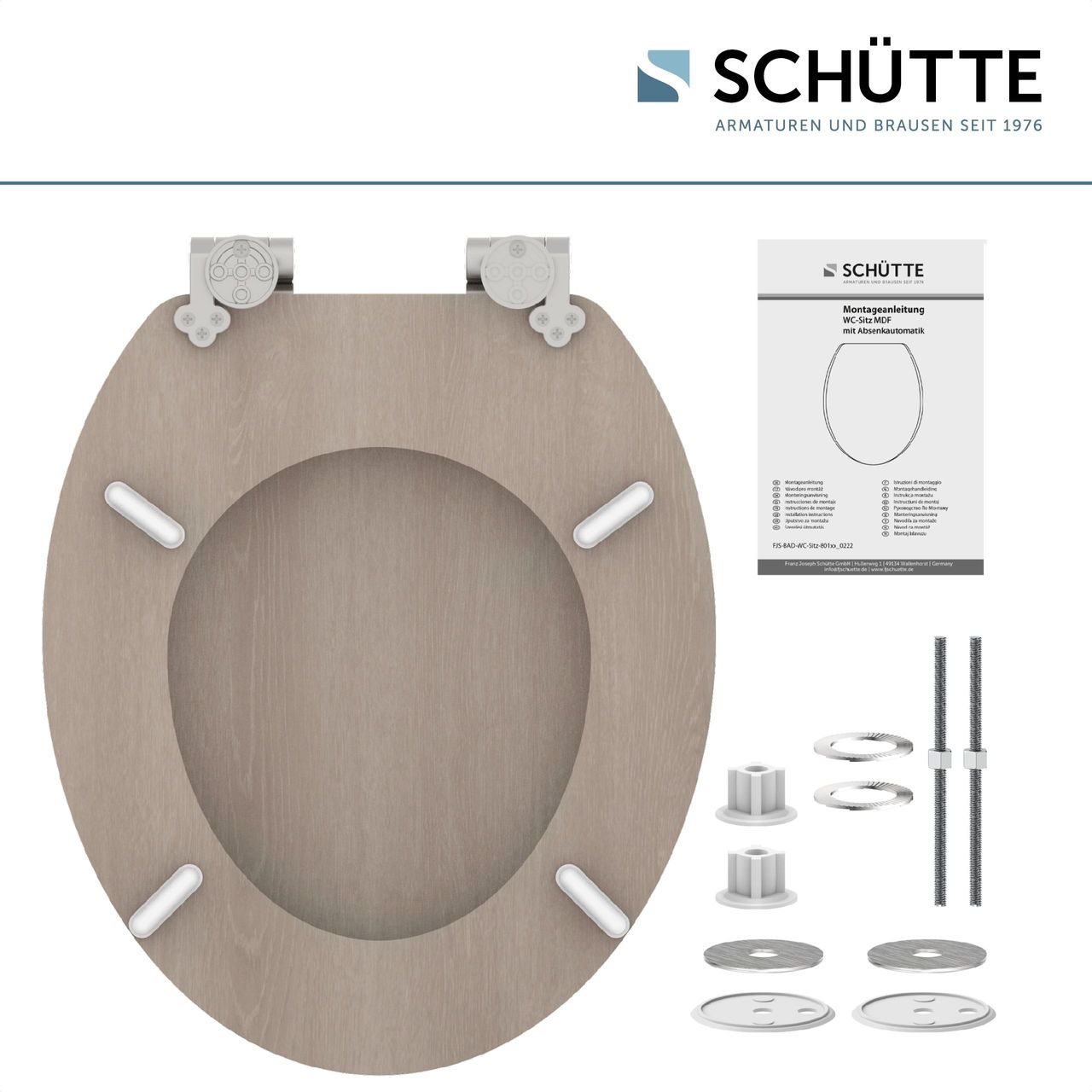 Schütte MDF WC Sitz MODERN WOOD,Toilettendeckel mit Absenkautomatik, Holzkern