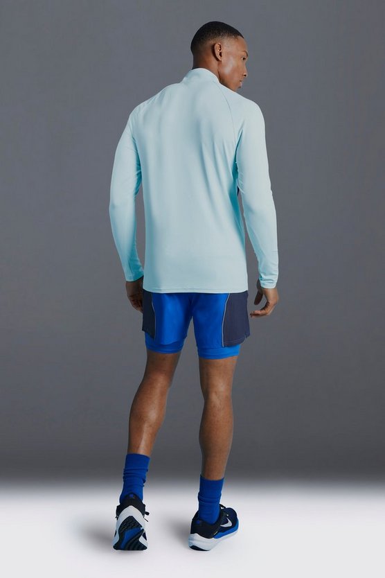 Man Active Colorblock Trainingsoberteil mit 1/4 Reißverschluss