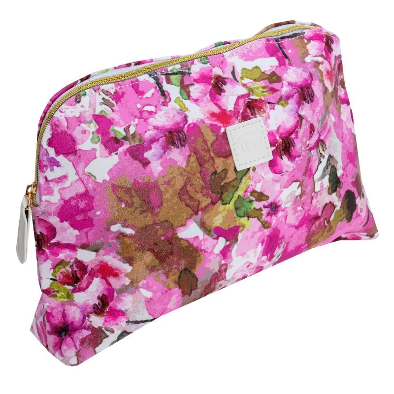 Livslyserøde blomster kosmetikpose
