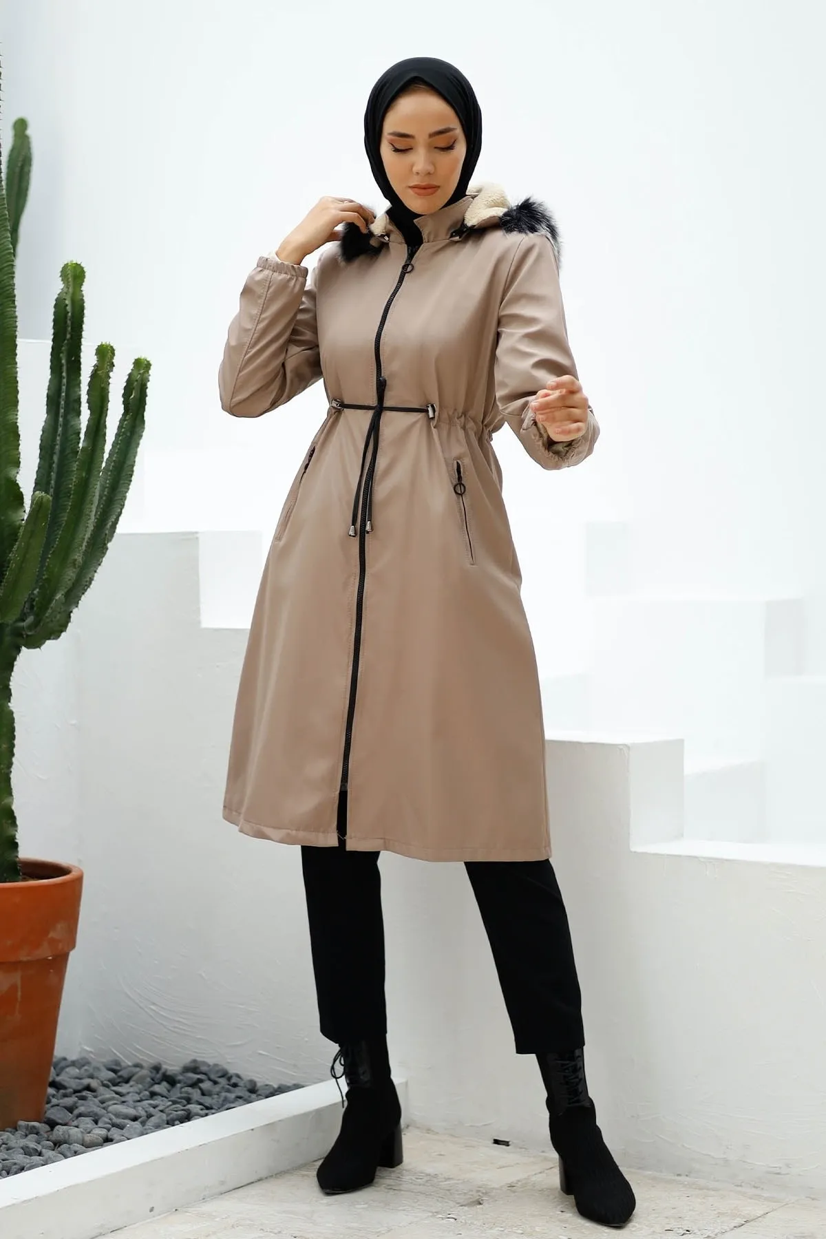 InStyle  4601 Jacke mit Fleece-Innenseite, regendicht – Stein