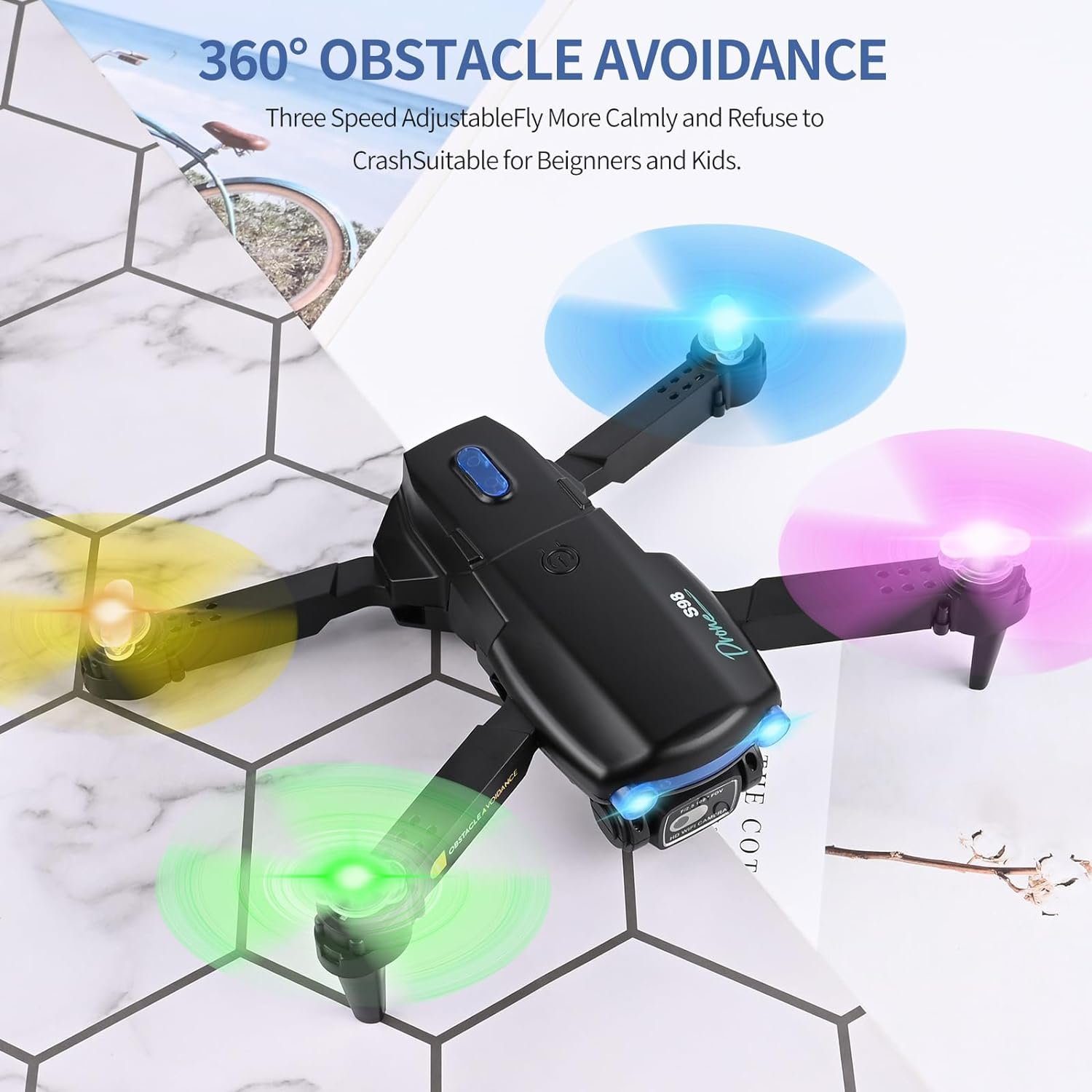 Weinsamkeit Drohne mit Kamera, WiFi FPV Drone für Anfänger Drohne (HD 1920×1080P, mit 2 Batterien, Schwerkraft Sensor, 3D Flip, One Taste Abflug/Landung)