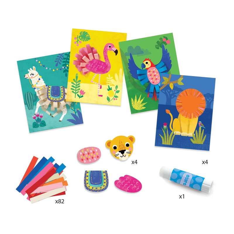 Coffret de collages Lion avec des bouclettes Djeco