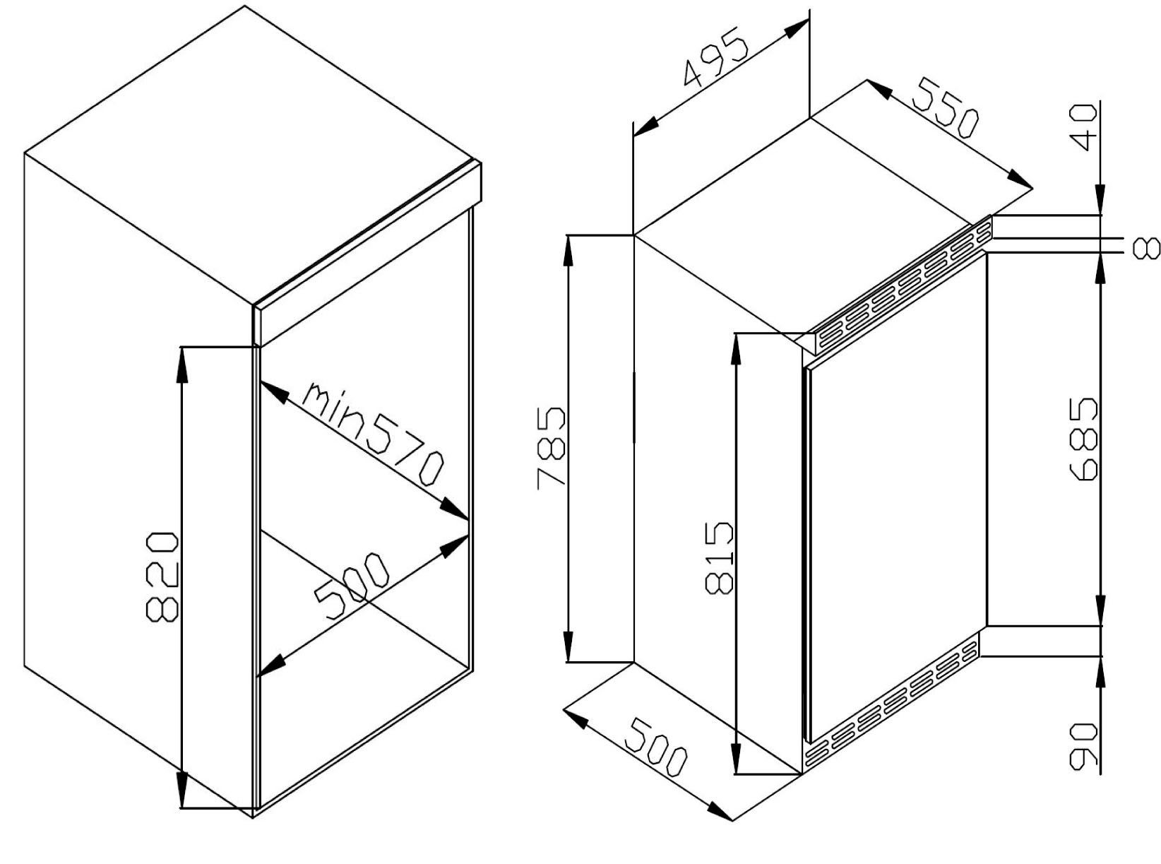 Amica Einbaukühlschrank UKSD 361 950, 81,5 cm hoch, 49,5 cm breit