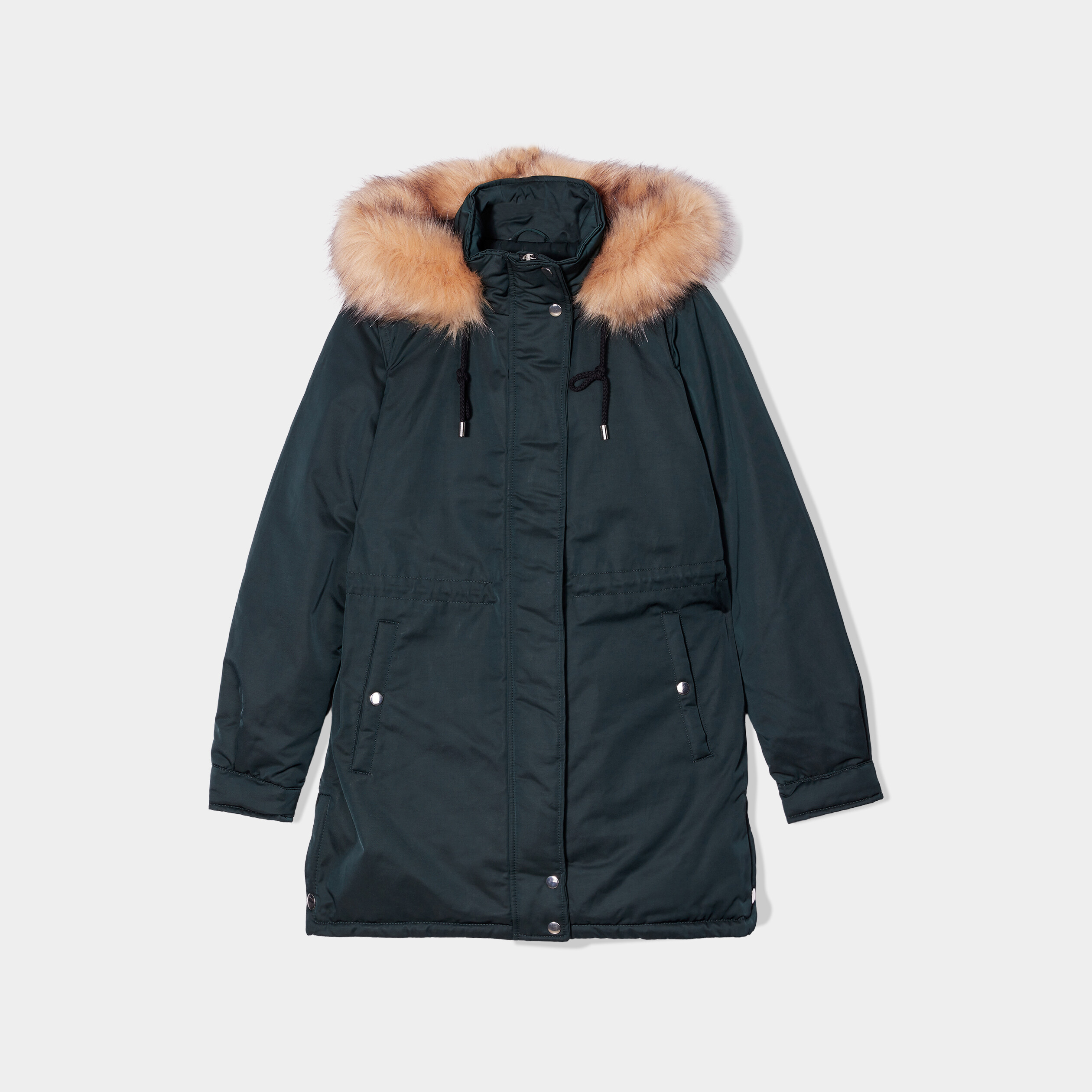 Parka avec capuche fourrure vert foncé femme | La Halle
