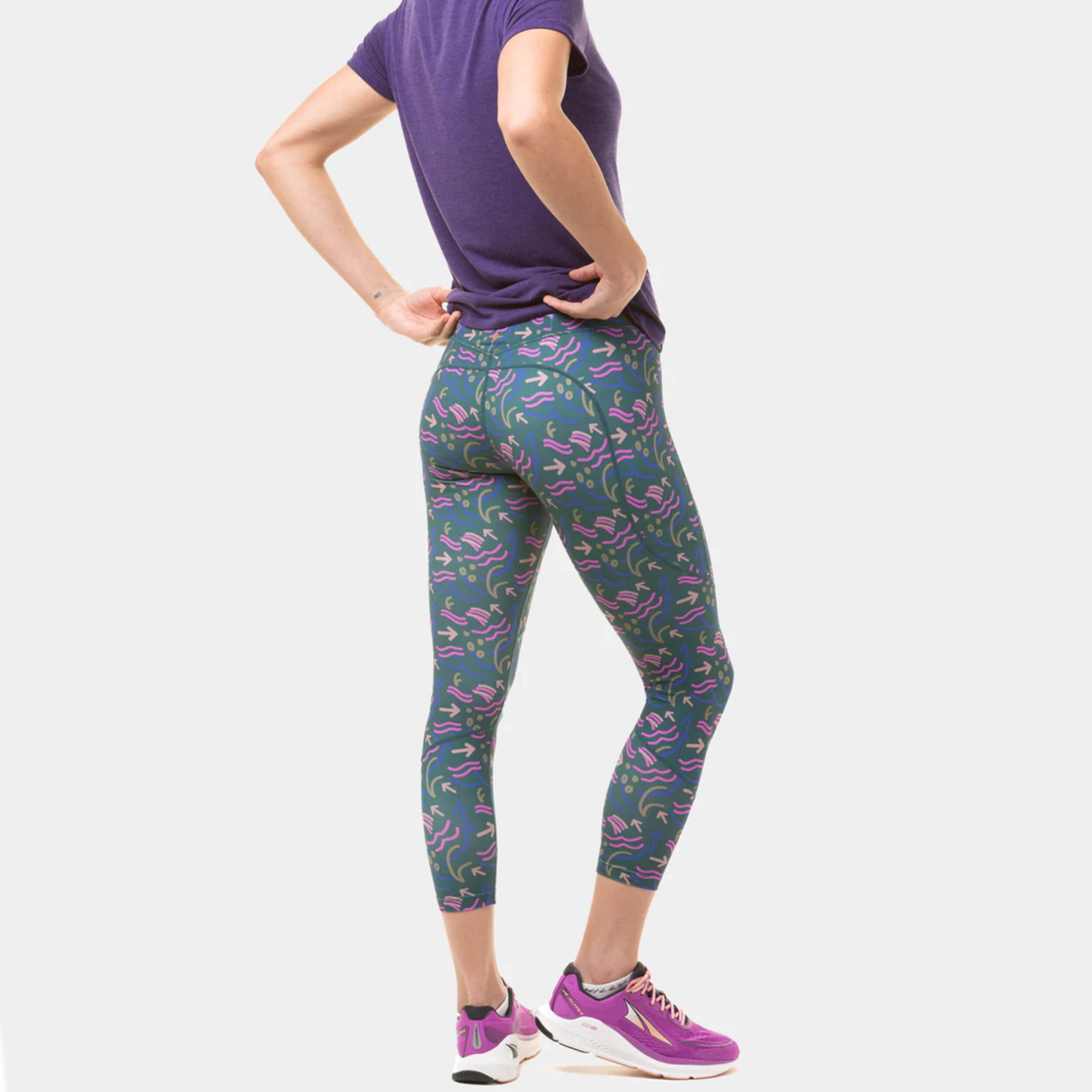 Tech Crop Lauftight Damen - Petrol, Mehrfarbig