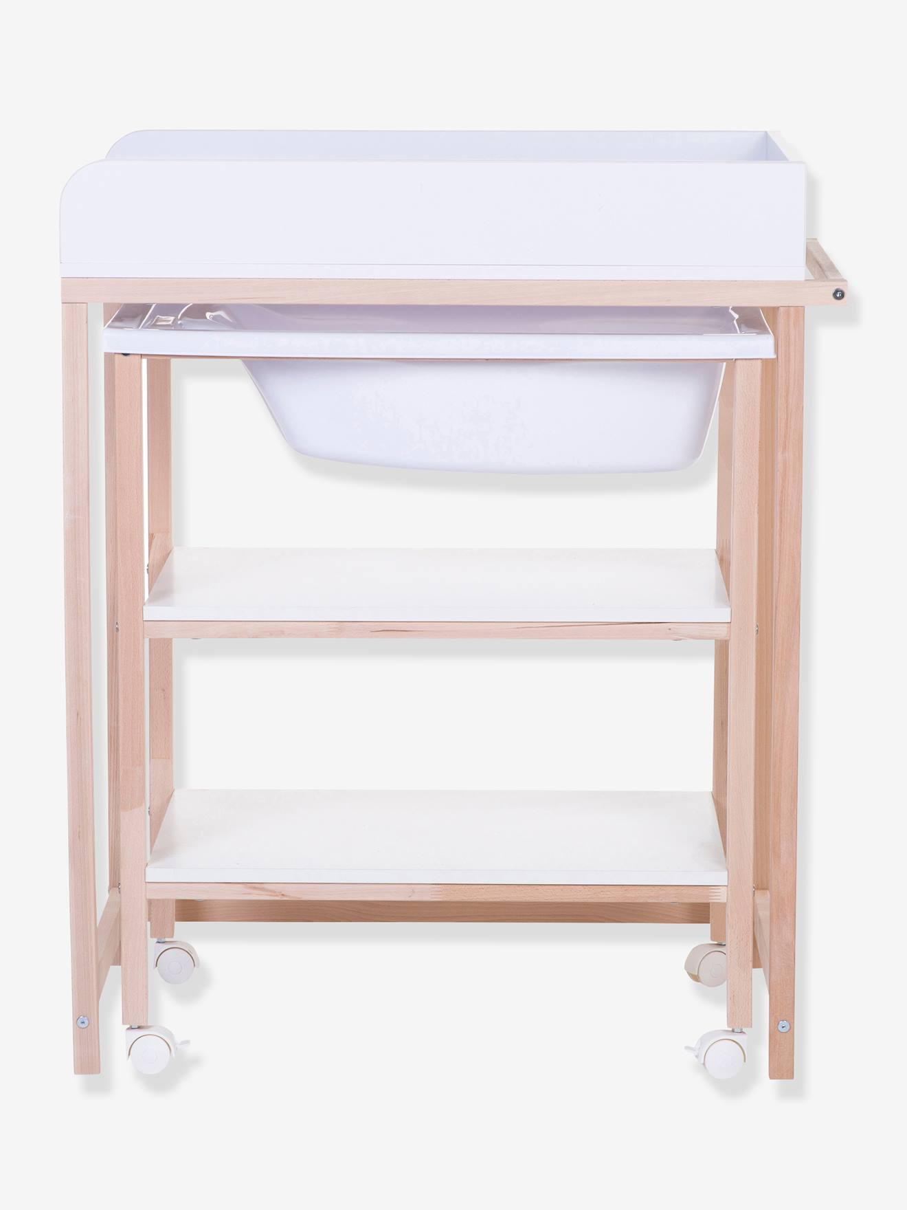 Table à langer avec baignoire intégrée CHILDHOME blanc/bois