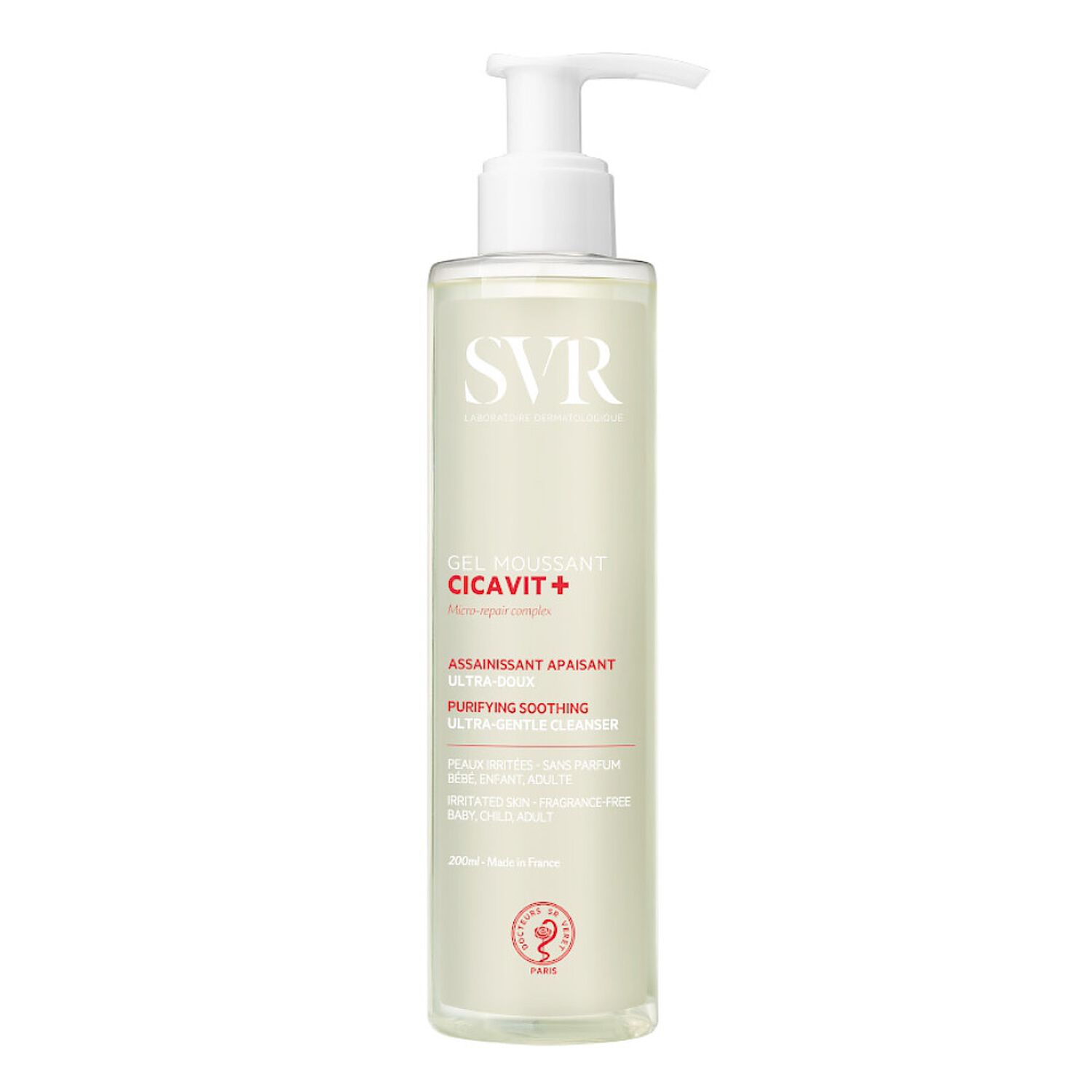 SVR Cicavit Gel Nettoyant Assainissant Apaisant Ultra-Doux Peaux Irritées 200 ml