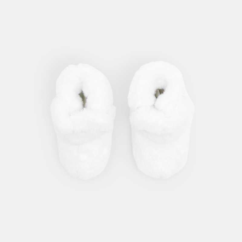 Chaussons soft boa fourrés blancs naissance