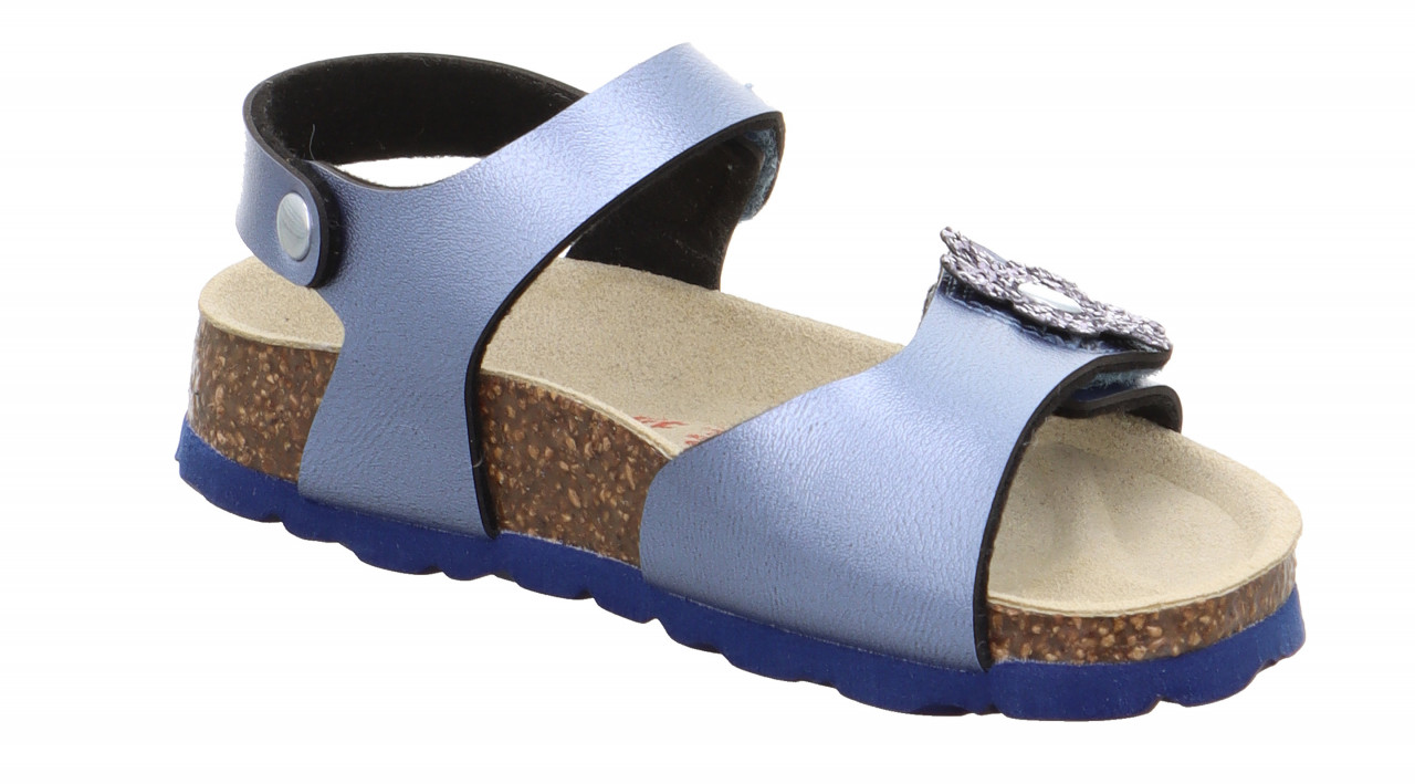 FUSSBETTPANTOFFEL - Blau Sandale mit Klettverschluss