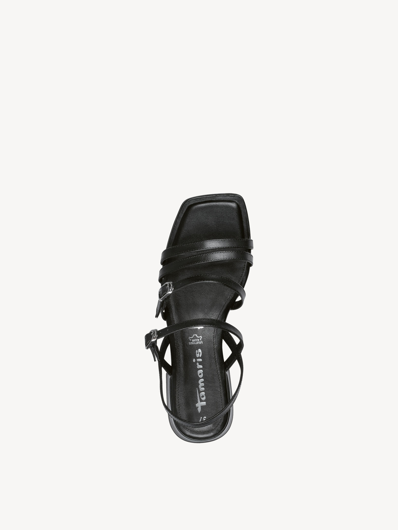 Sandale à talon en cuir - noir