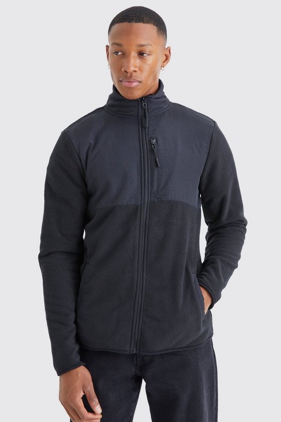 Kontrast Borg-Jacke mit Trichterkragen