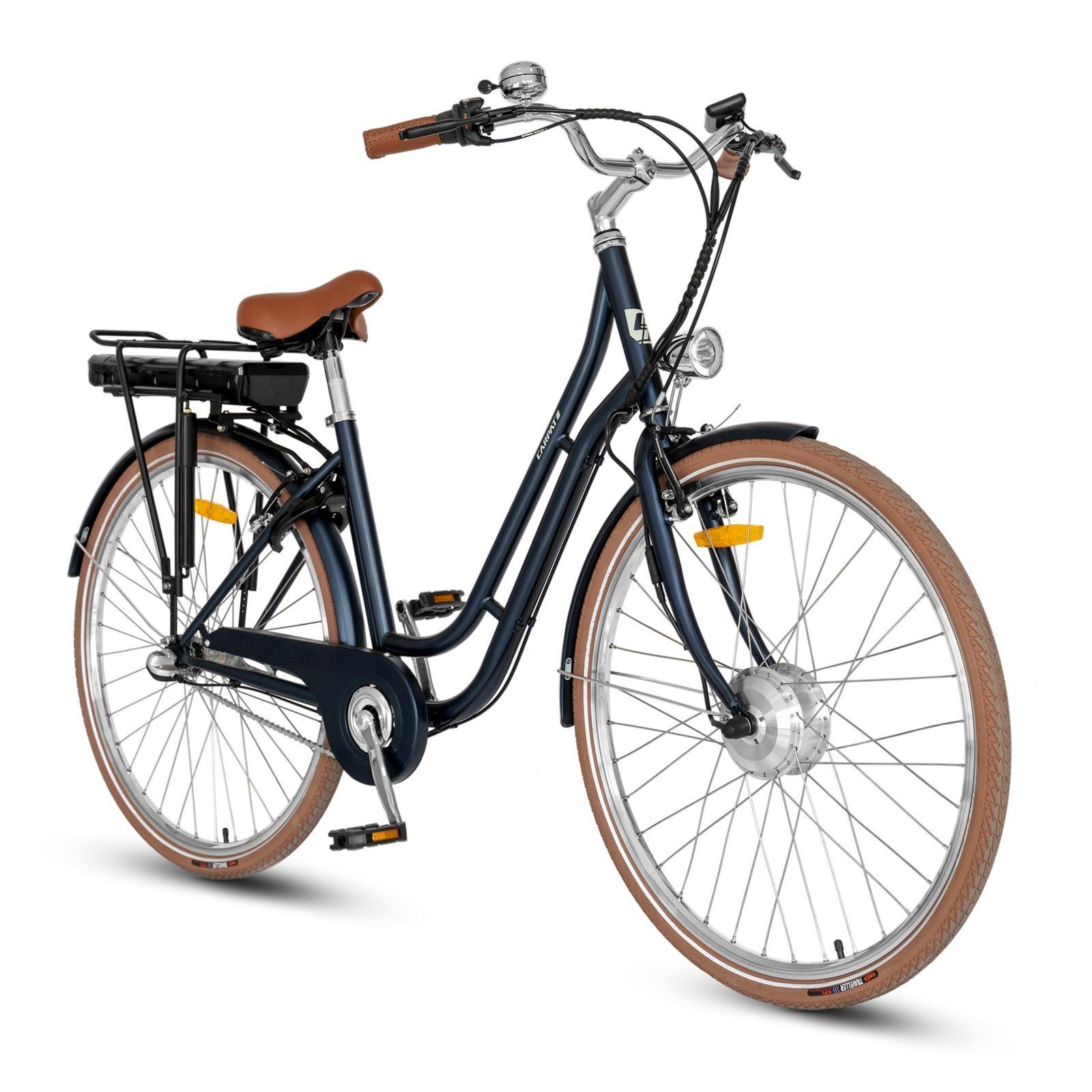 CARPAT SPORT E-Bike 28 Zoll E-bike citybike Damen Herren, 3 Gang Shimano Nexus Schaltwerk, Kettenschaltung, Frontmotor, 374,40 Wh Batterie, (mit akku-ladegerat, mit Werkzeung, mit Dreiecktasche), Elektrofahrrad Pedelec E-Cityrad, LCD Display