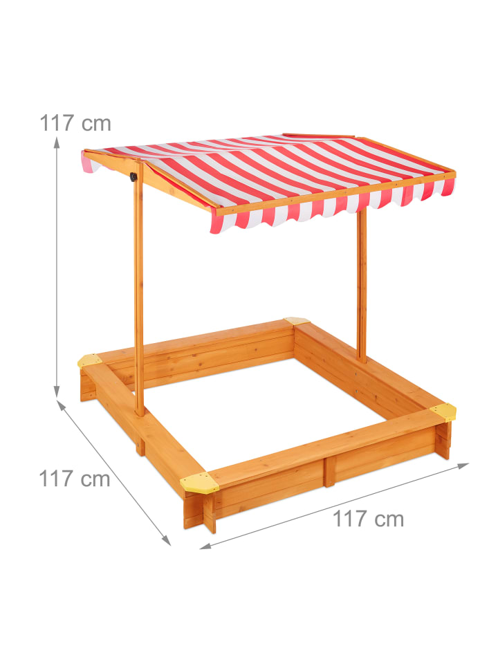 relaxdays Sandkasten in Natur - (B)117 x (H)117 x (T)117 cm günstig kaufen onesize