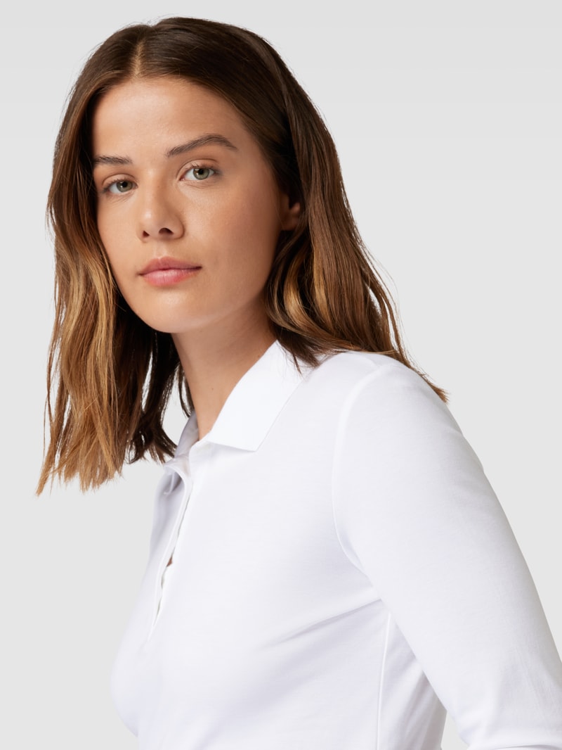 Longsleeve mit Polokragen in weiß
