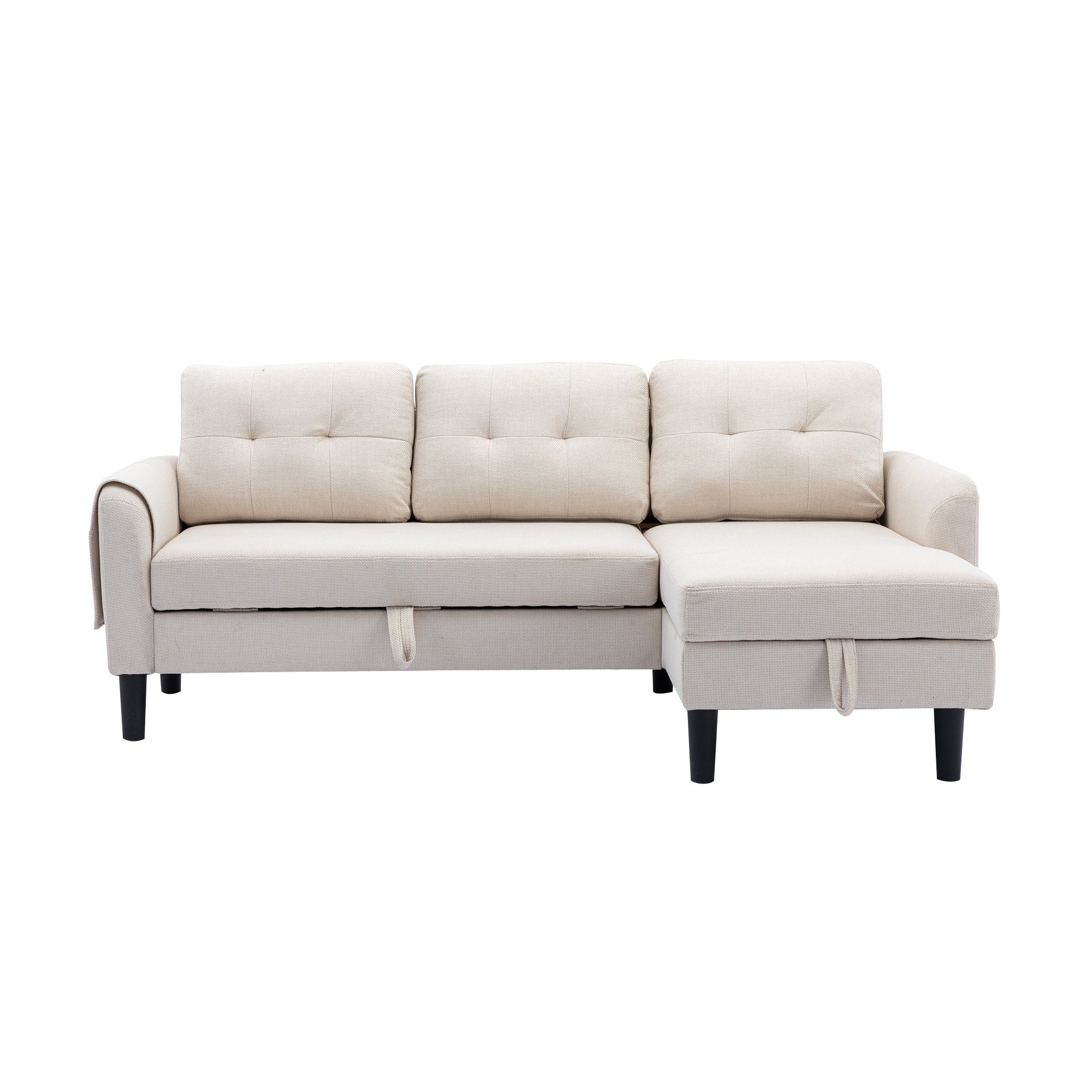 Ulife Ecksofa L-Form,Eckcouch Polsterecke mit Stauraum, mit Schlaffunktion, mit Hocker Couch
